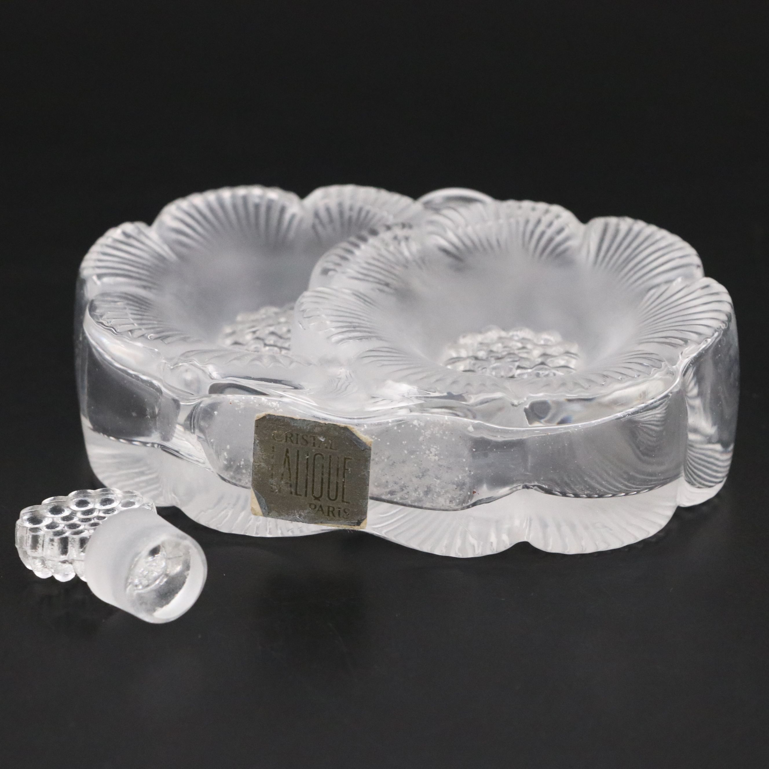 Lalique "Deux Fleurs" Frosted and Clear Crystal Perfume Bottle