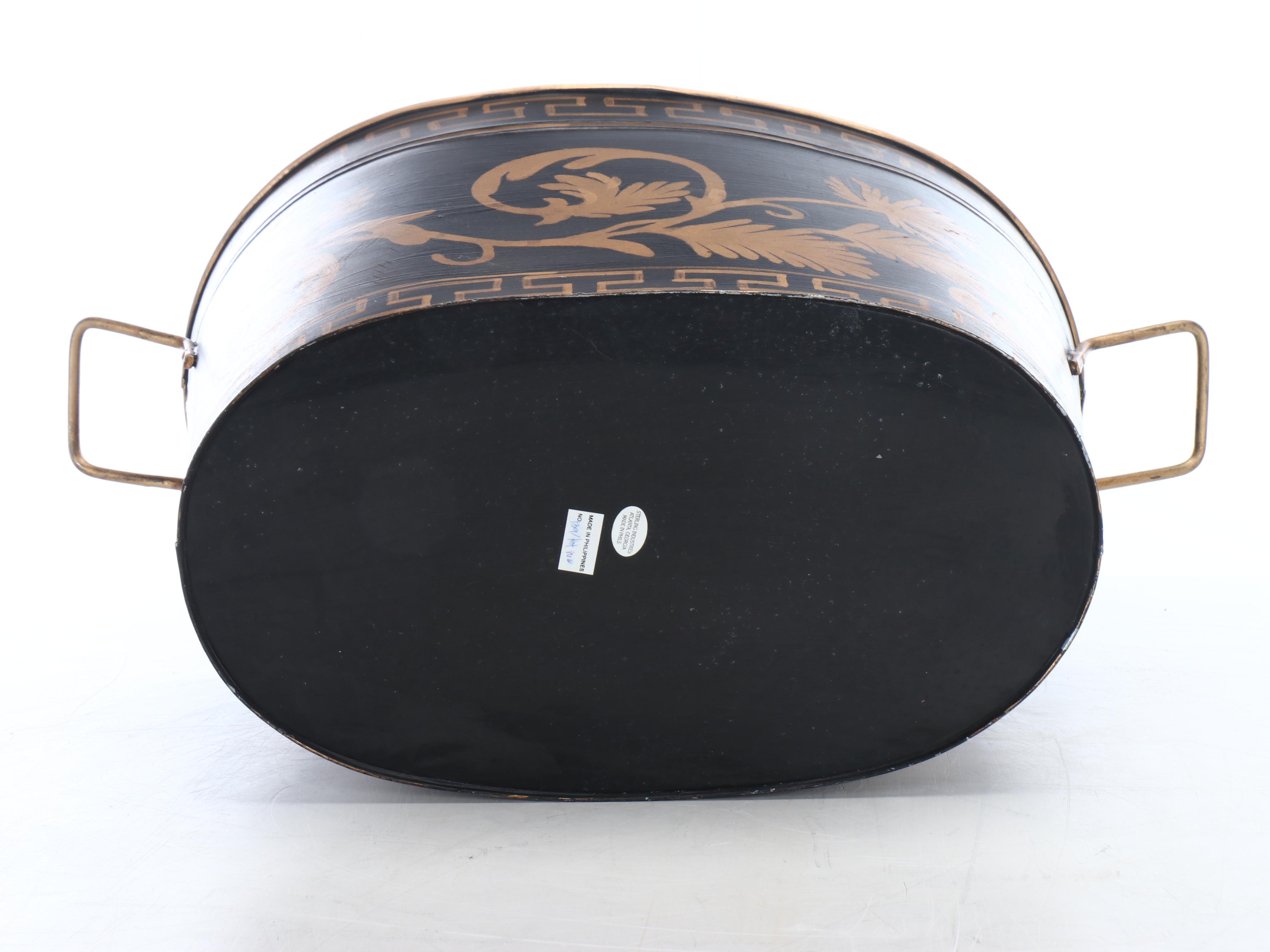 Neoclassical Style Sterling Industries Oval Tub with Iron and Brass Smudge Pot