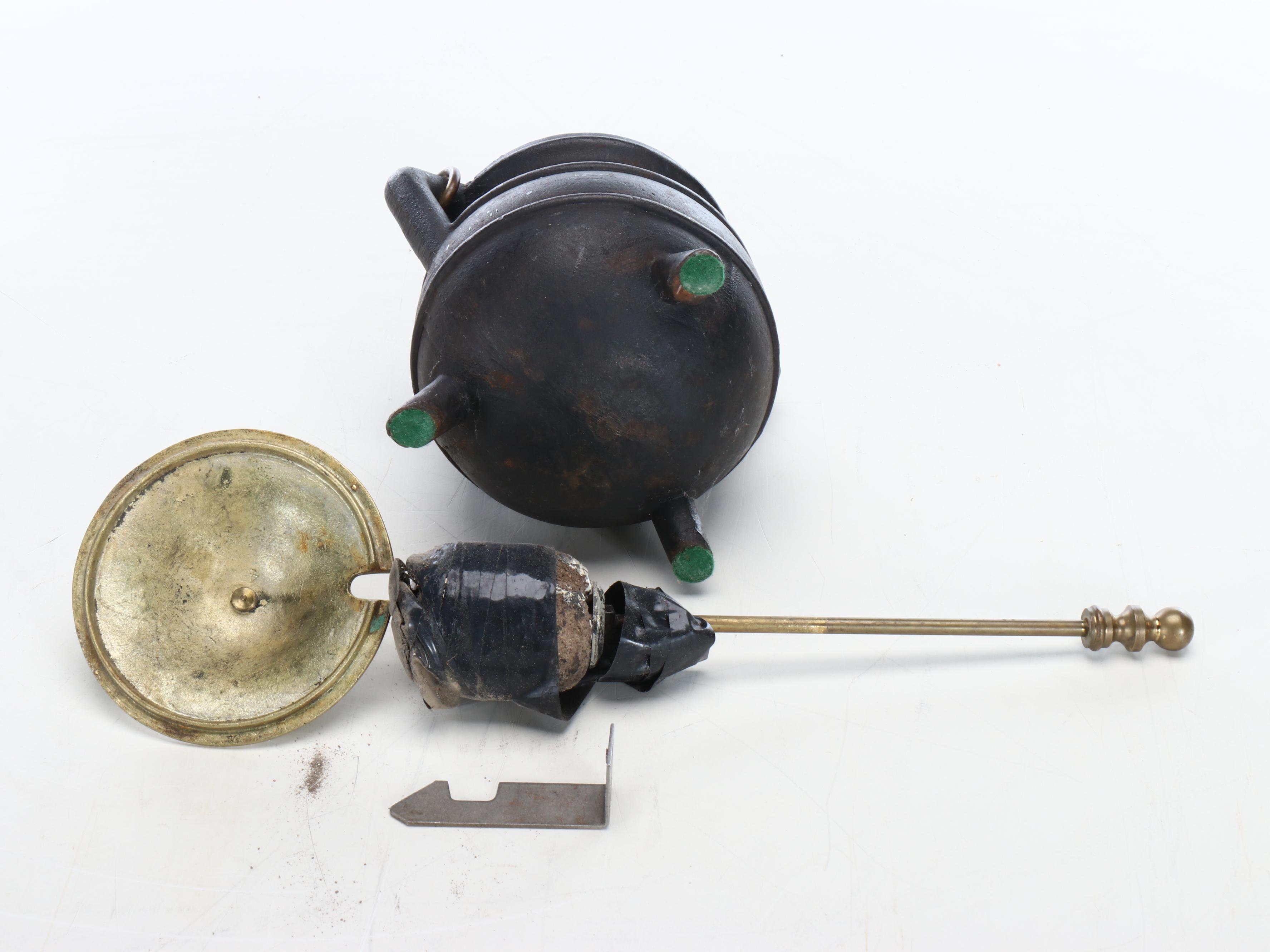 Neoclassical Style Sterling Industries Oval Tub with Iron and Brass Smudge Pot