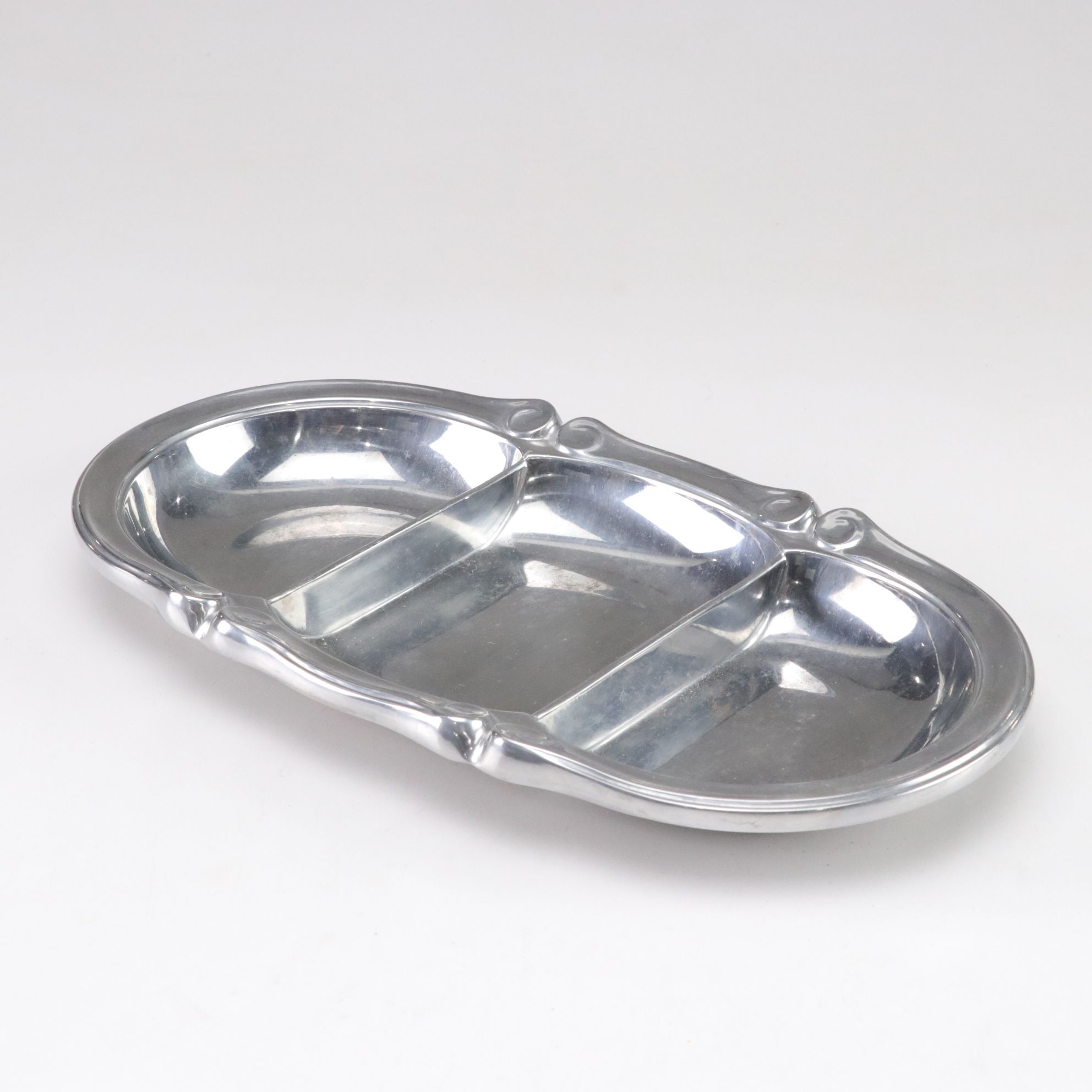 Wilton Armetale "Reggae" Divided Dish, Dip Tray & Scalloped Bowl