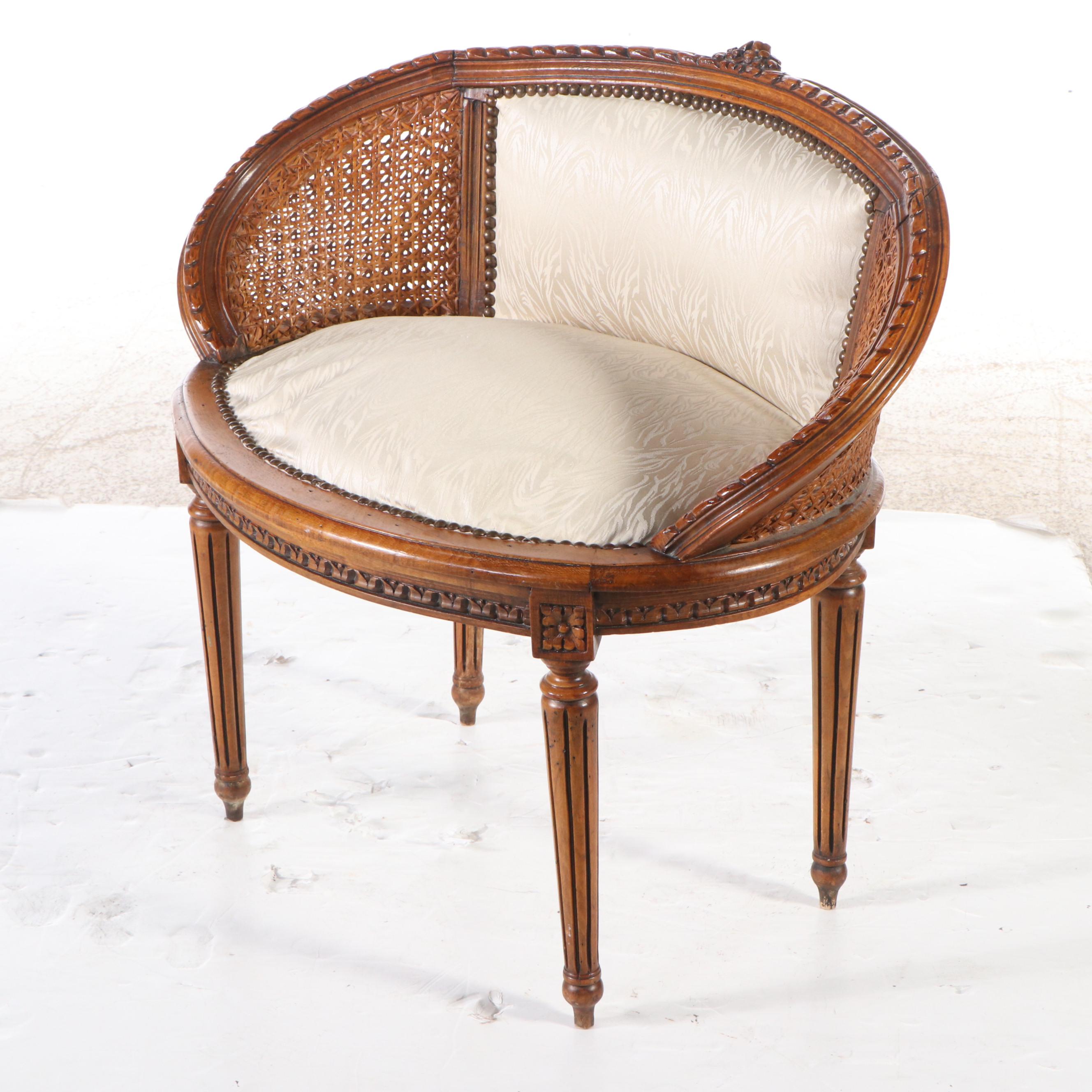 Louis XV Style Caned Wood Boudoir Chair, 20th Century