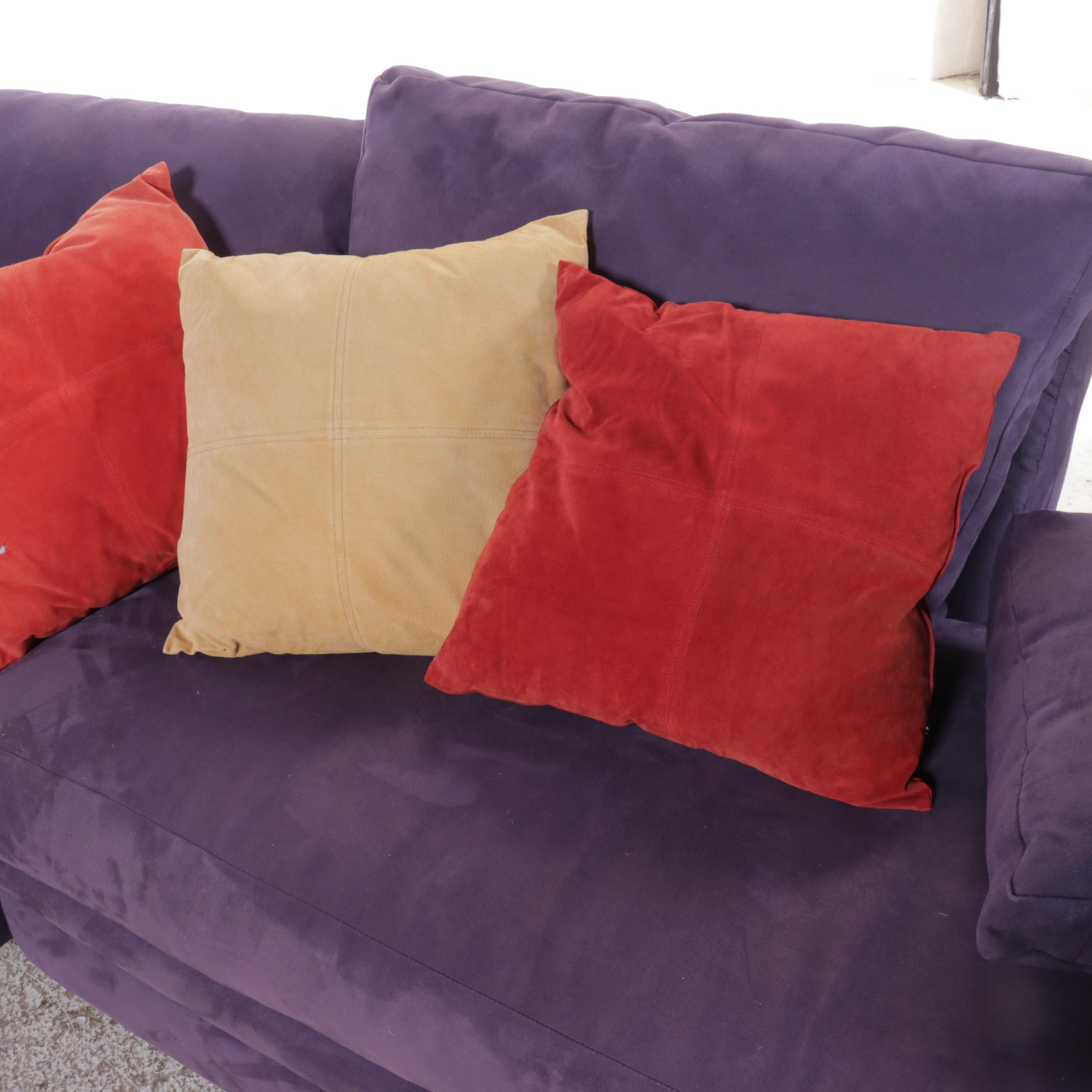 Modern Purple Upholstered Sectional with Armchair and Ottoman
