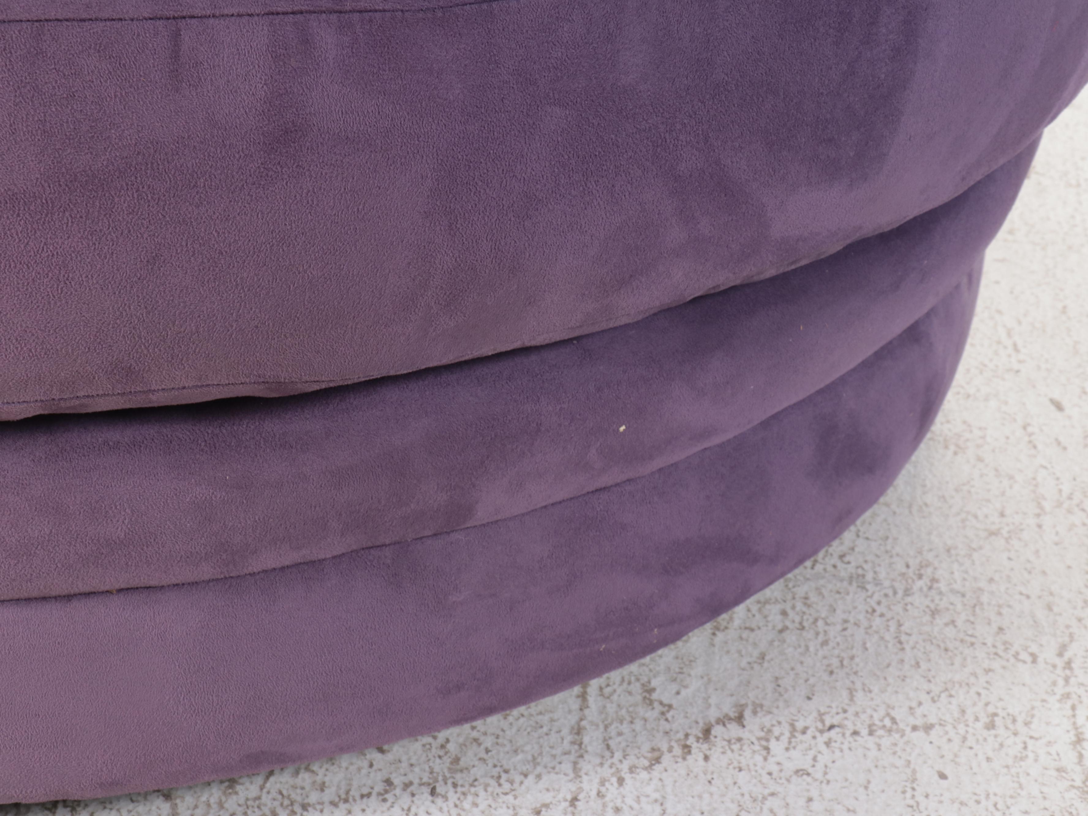Modern Purple Upholstered Sectional with Armchair and Ottoman