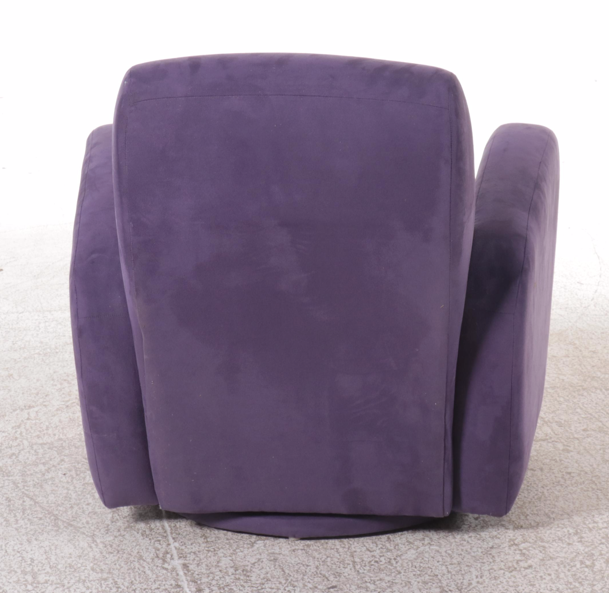 Modern Purple Upholstered Sectional with Armchair and Ottoman