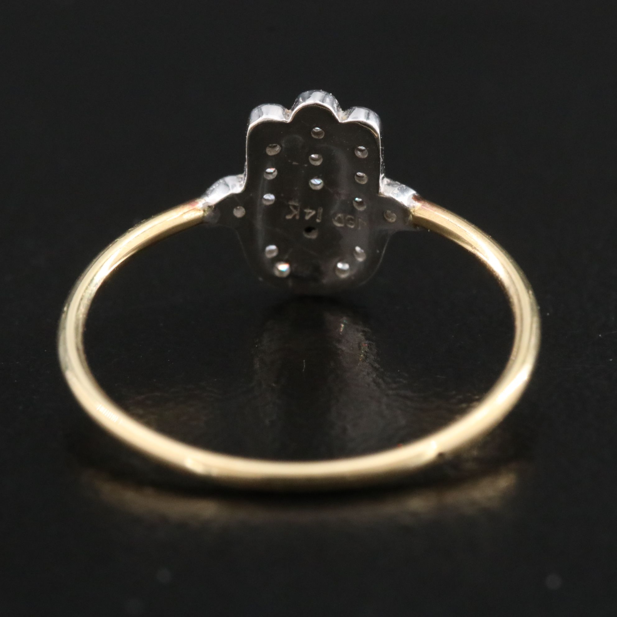 14K 0.15 CTW Diamond Hamsa Ring with Fancy Black Diamond