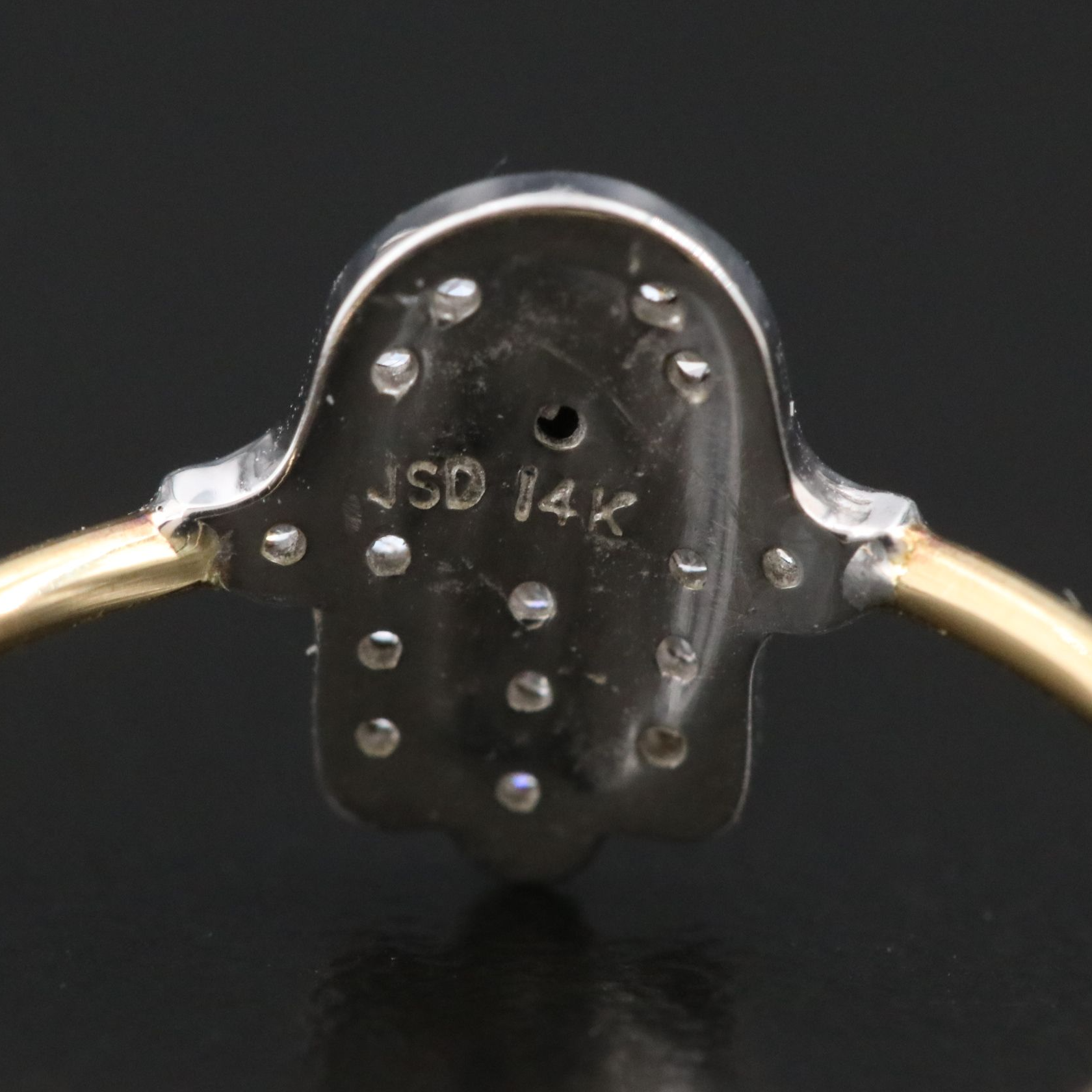 14K 0.15 CTW Diamond Hamsa Ring with Fancy Black Diamond