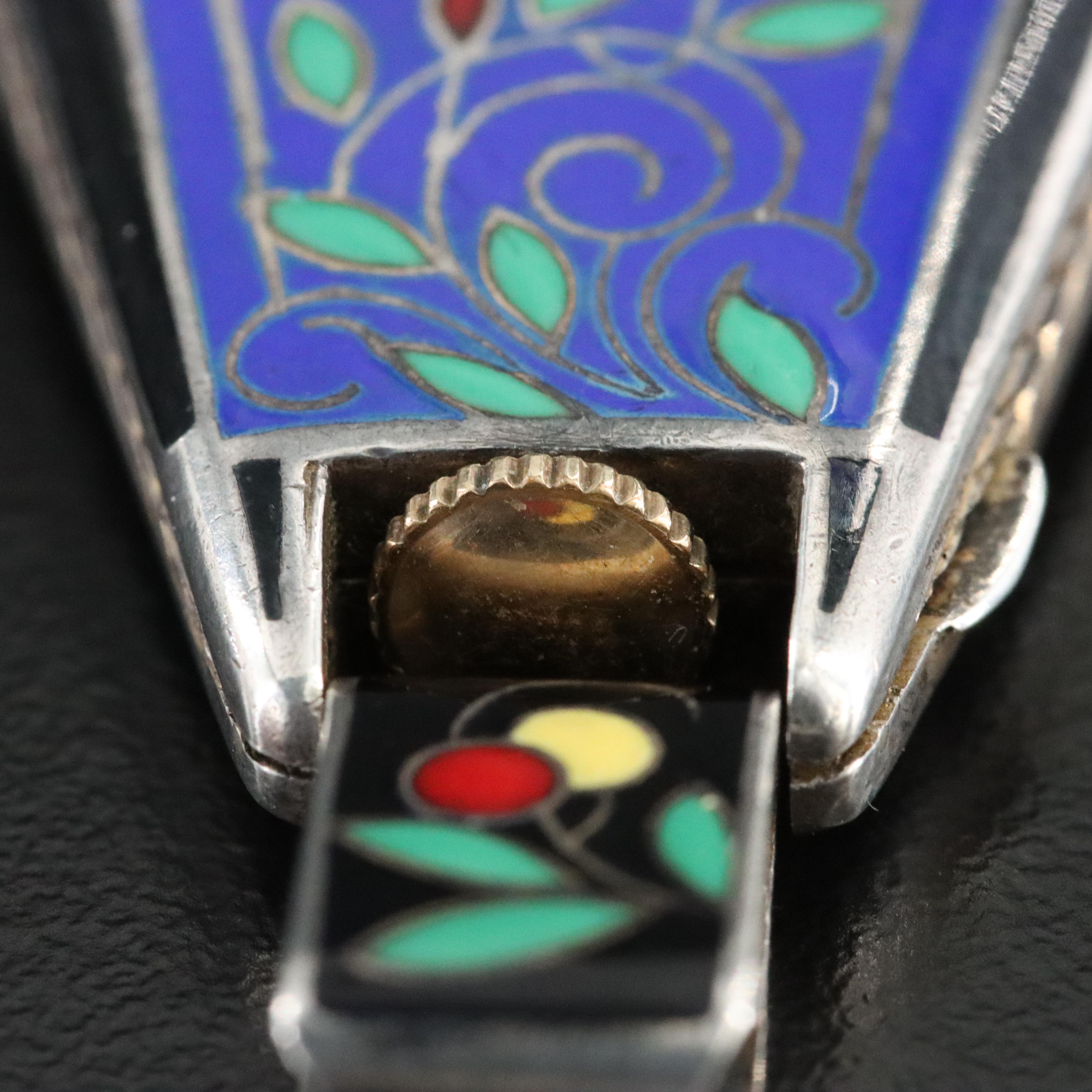 Fiechter Interlaken 935 Silver Enamelled Pendant Watch