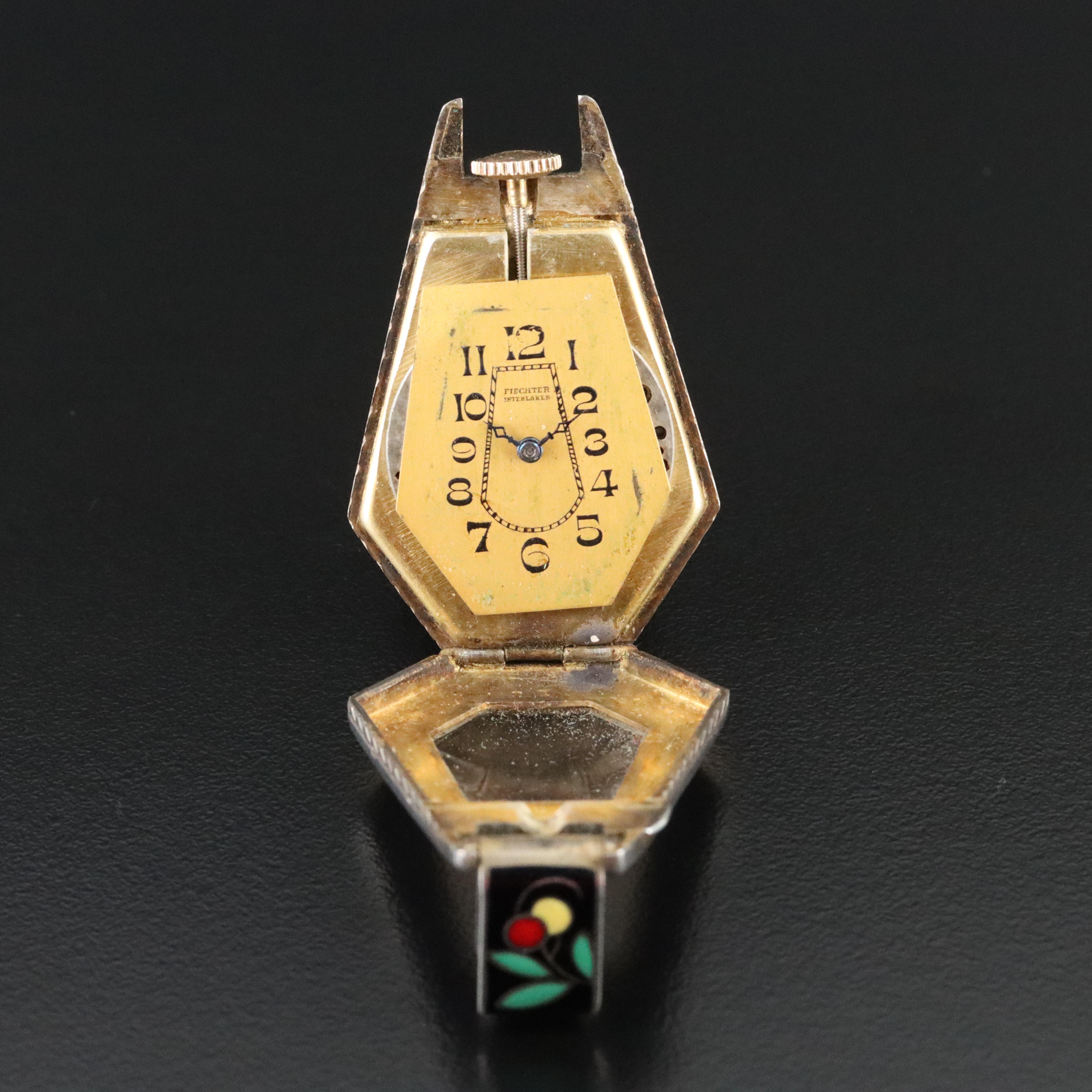 Fiechter Interlaken 935 Silver Enamelled Pendant Watch