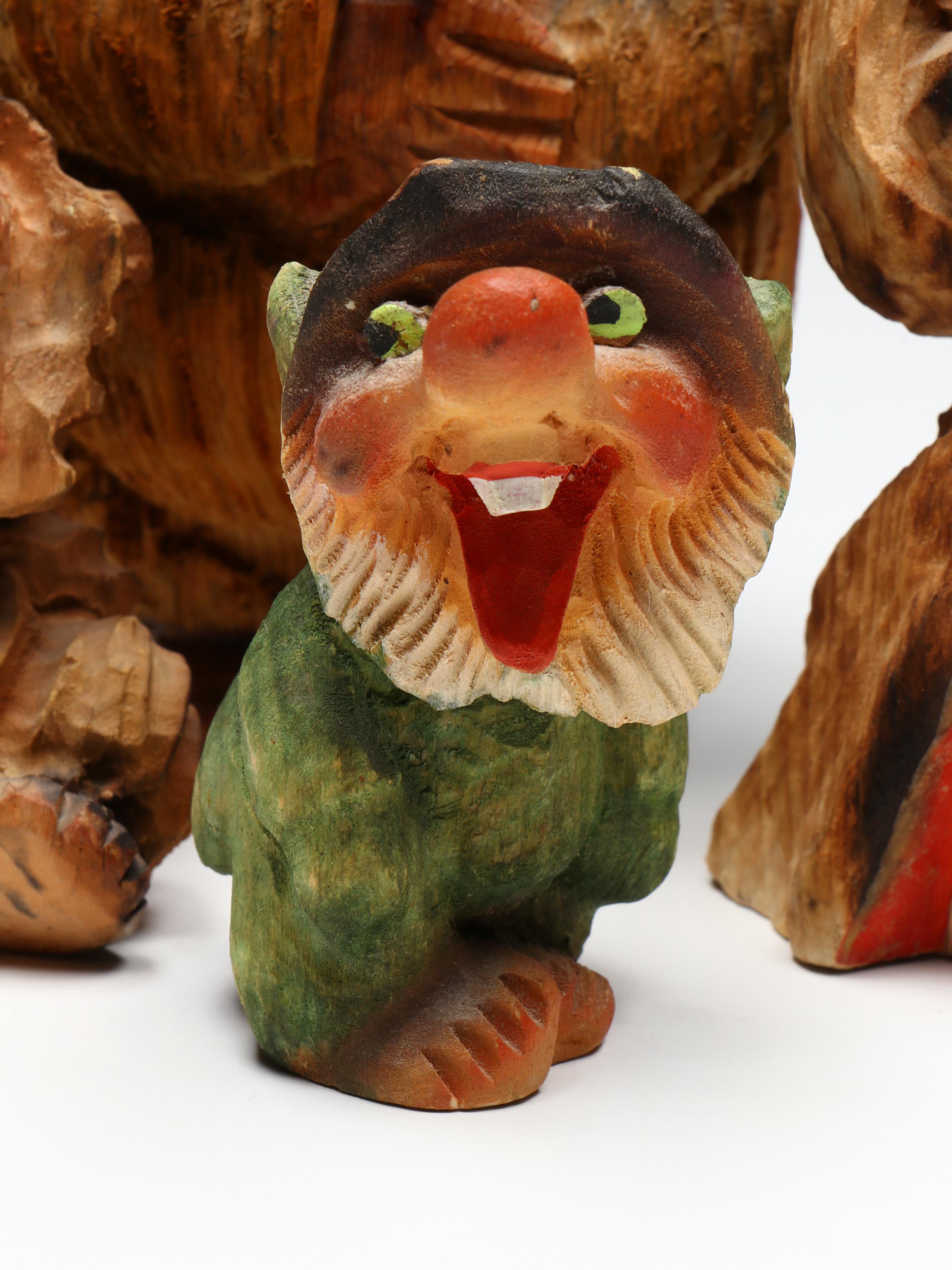 Norwegian Carved Wood Trolls, Mid to Late 20th Century