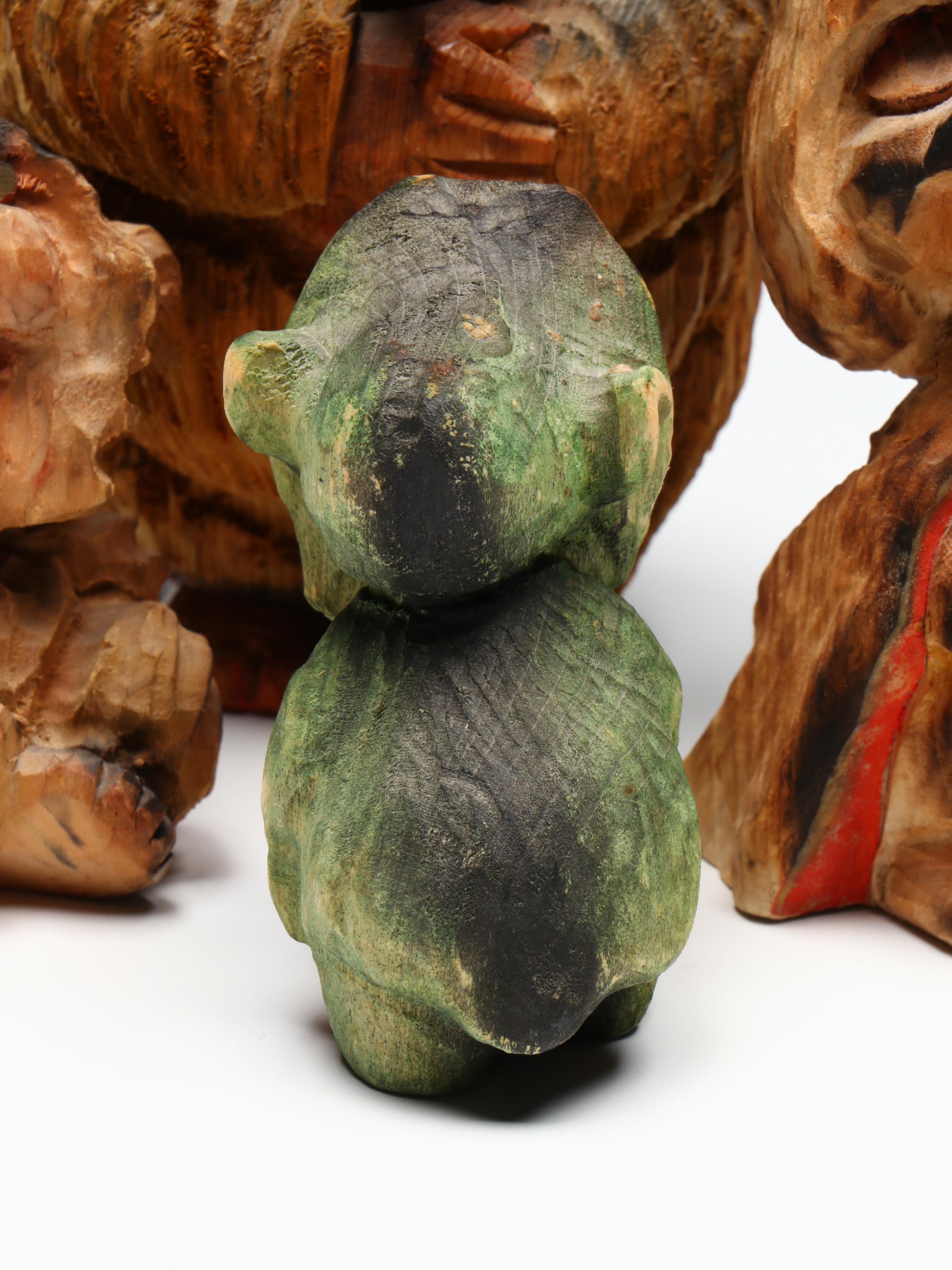 Norwegian Carved Wood Trolls, Mid to Late 20th Century
