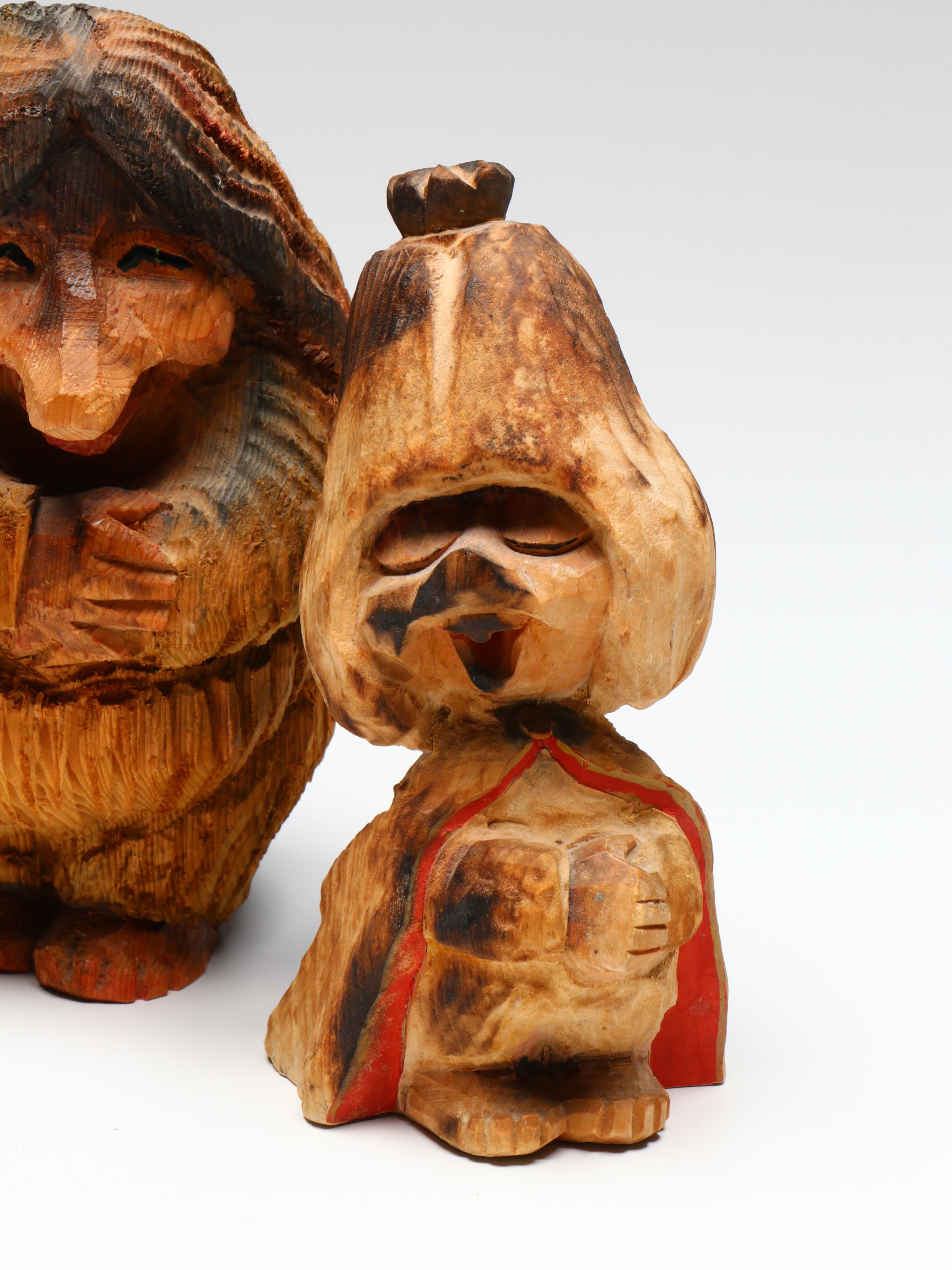 Norwegian Carved Wood Trolls, Mid to Late 20th Century