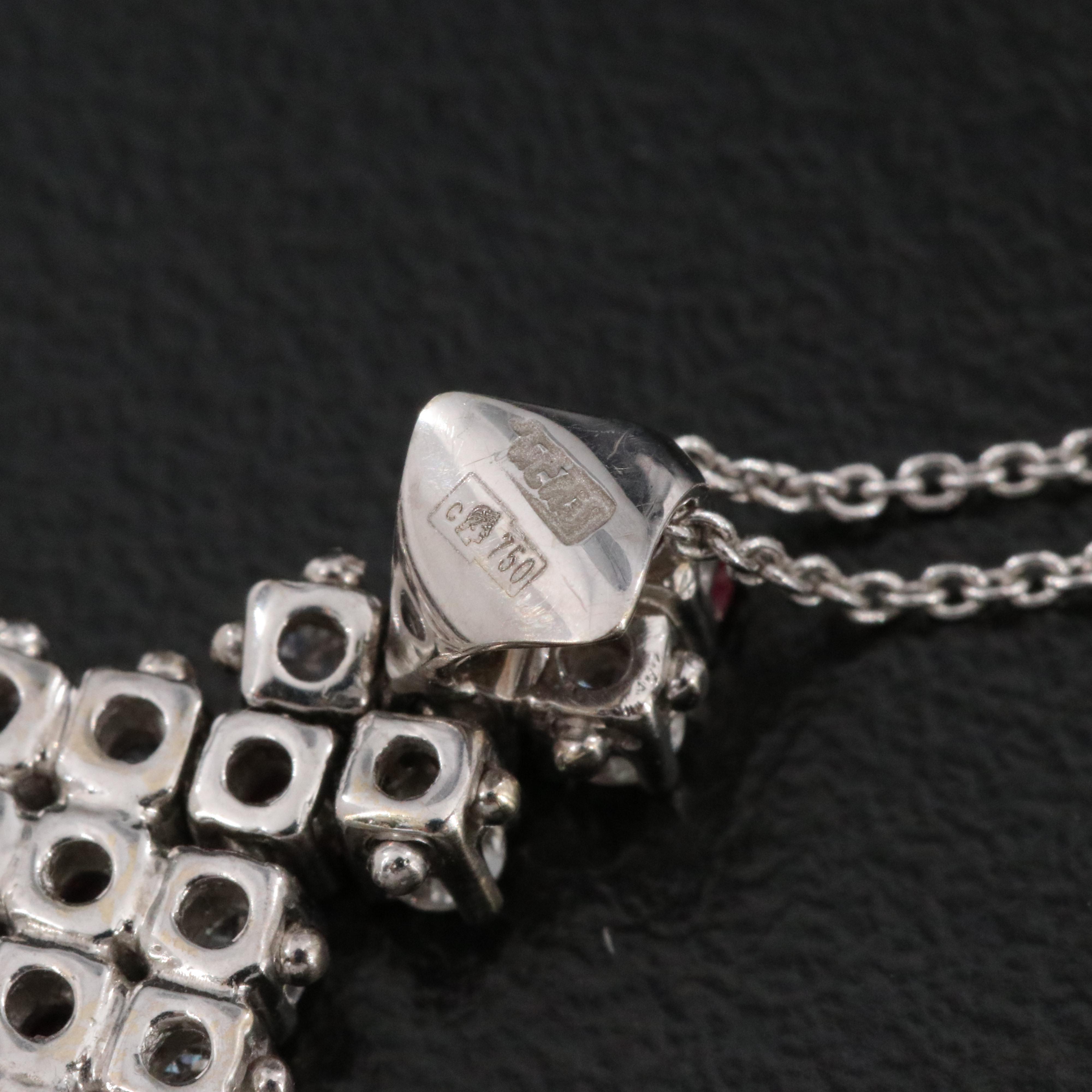 18K Ruby and Diamond Cross Pendant Necklace