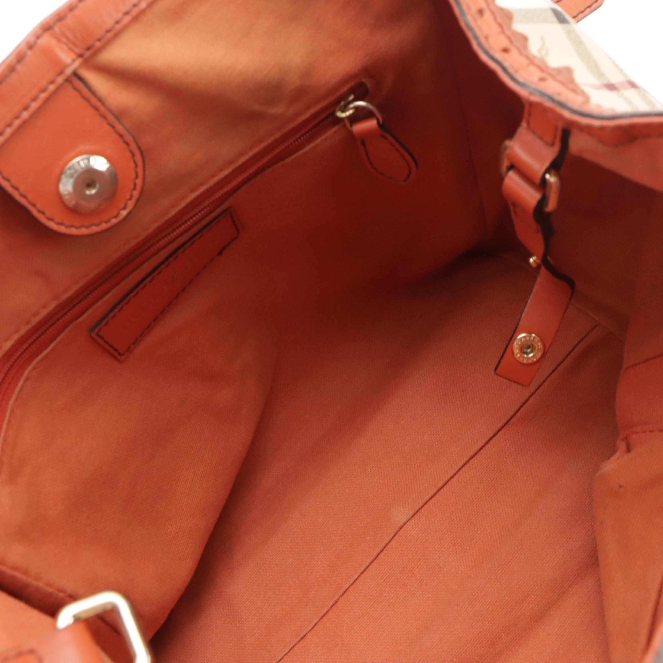 Burberry Brogue Leather Tassel Satchel in Haymarket Check Canvas