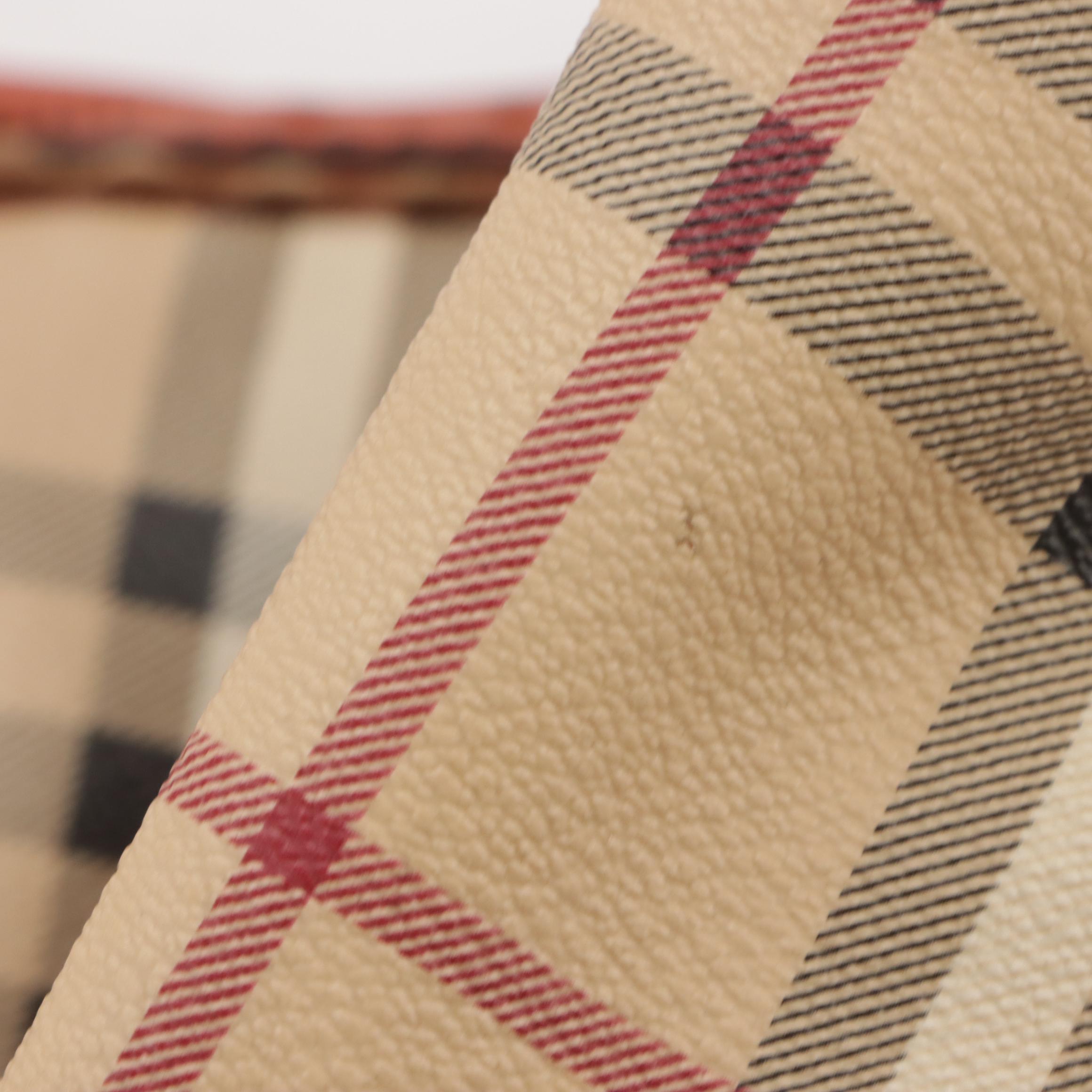 Burberry Brogue Leather Tassel Satchel in Haymarket Check Canvas