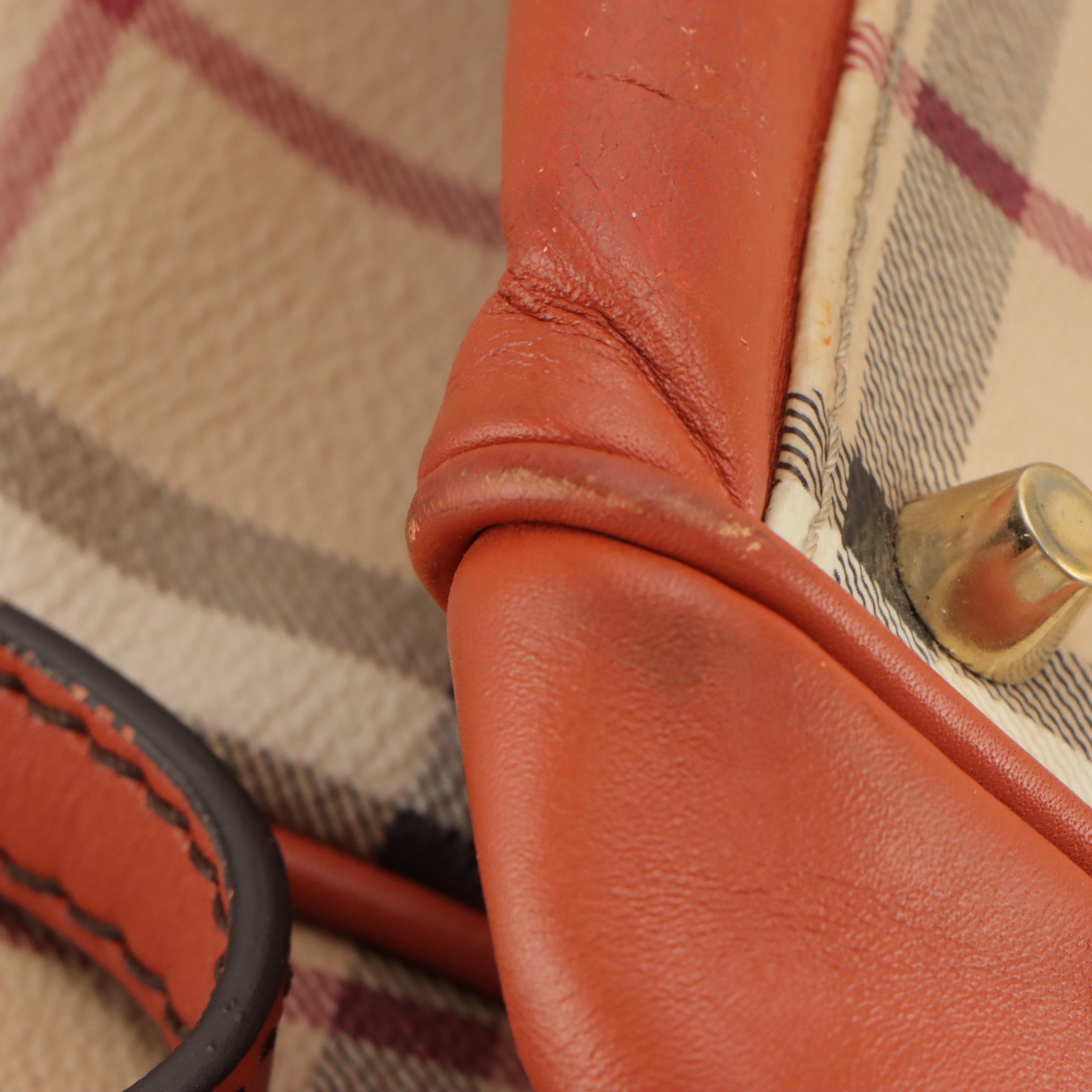 Burberry Brogue Leather Tassel Satchel in Haymarket Check Canvas