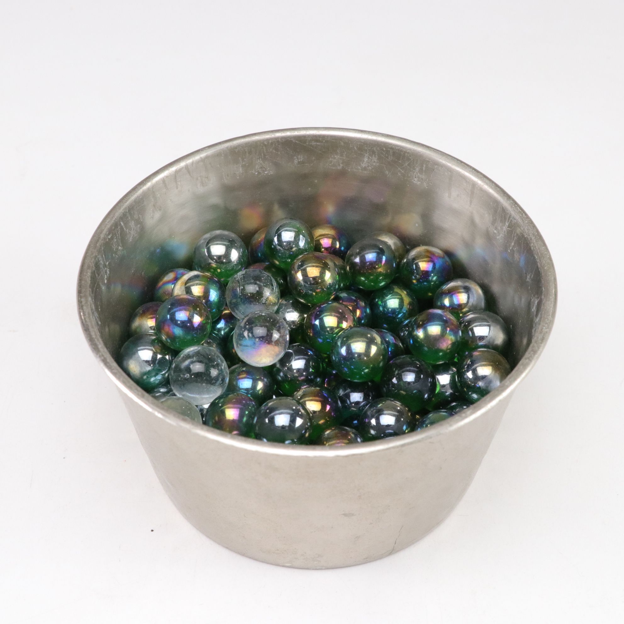 Iridescent Marbles with Political & Souvenir Pin Collection