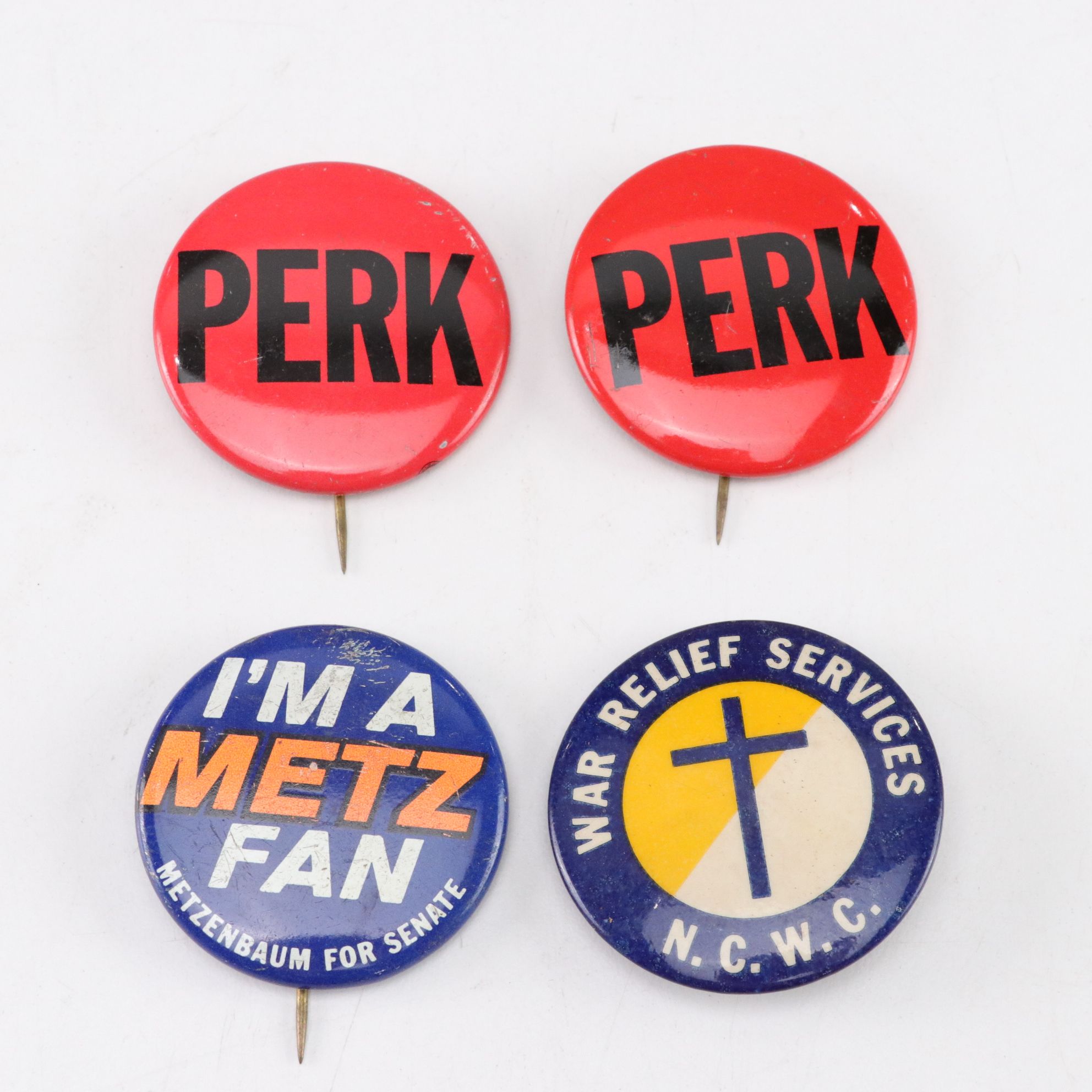 Iridescent Marbles with Political & Souvenir Pin Collection