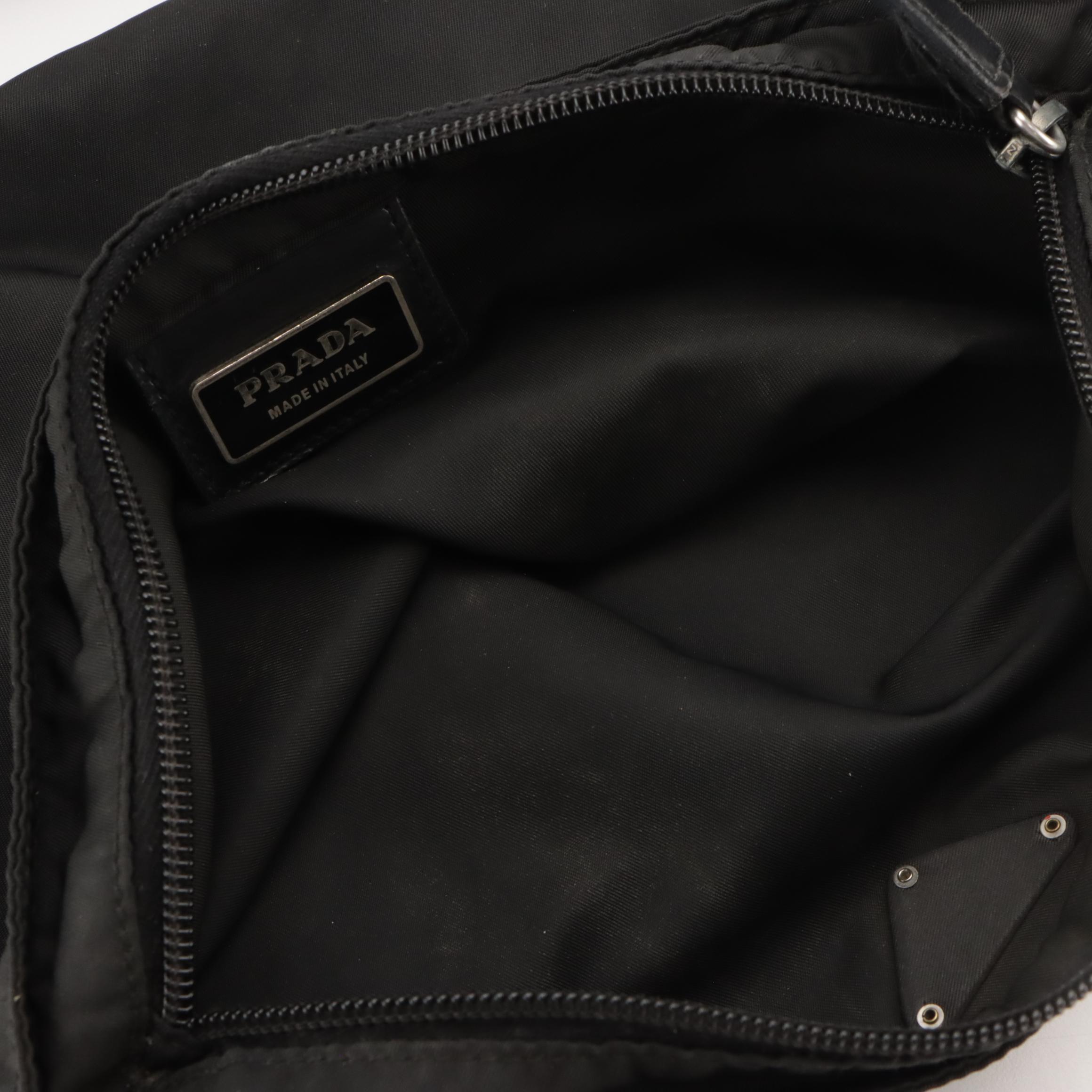 Prada Small Flat Crossbody Bag in Black Tessuto Nylon
