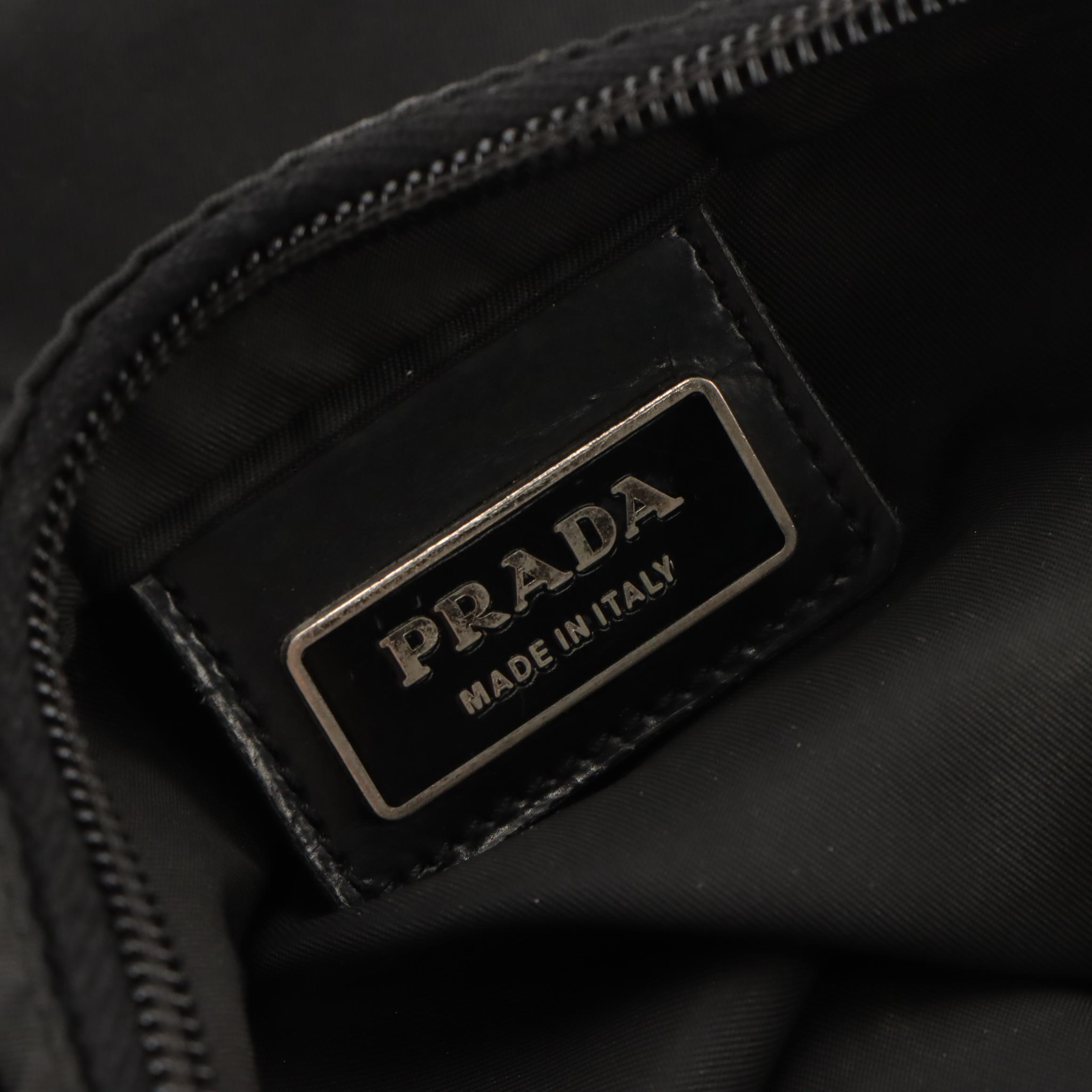 Prada Small Flat Crossbody Bag in Black Tessuto Nylon