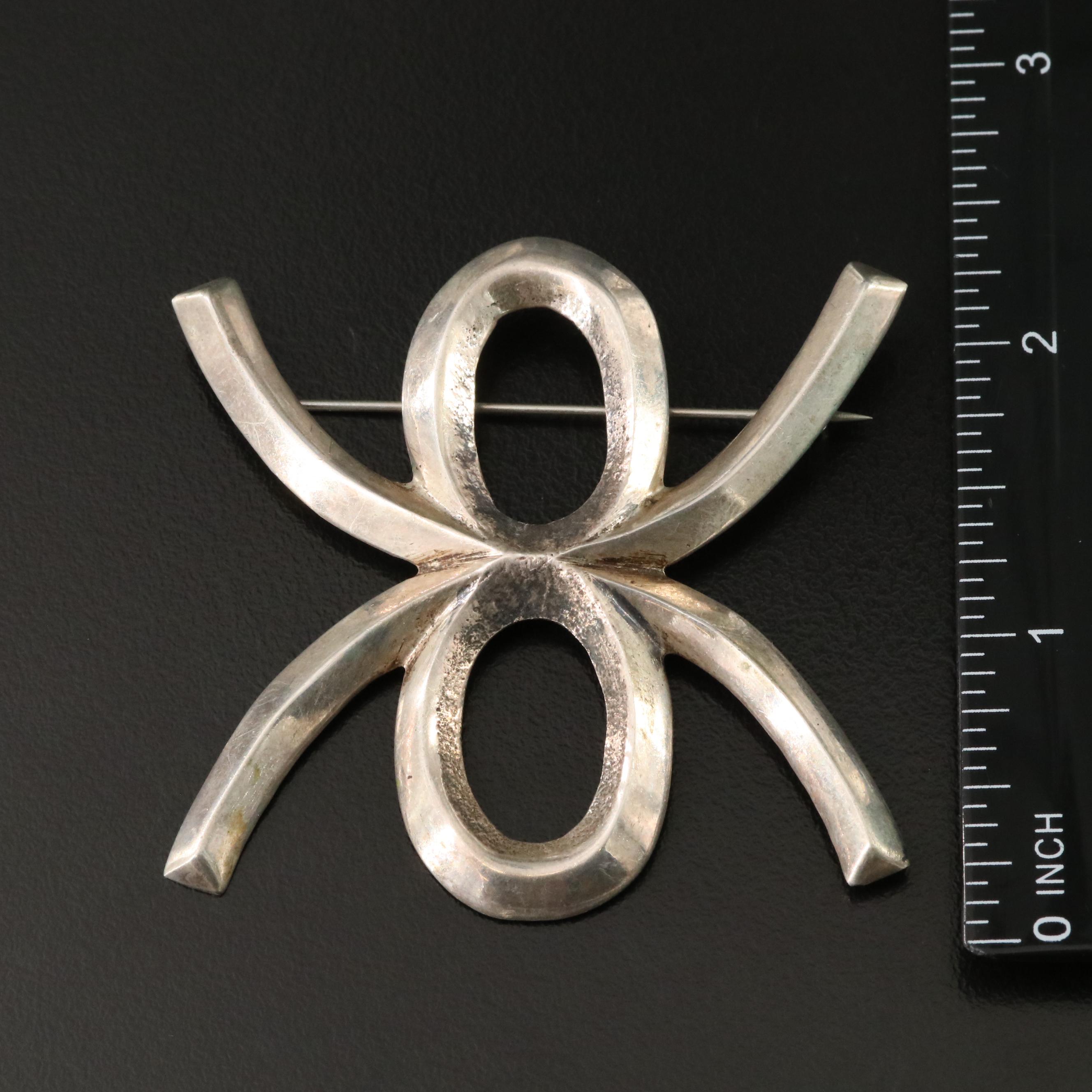 Southwestern Sand Cast 850 Silver Turquoise Pendant & Sterling Brooch