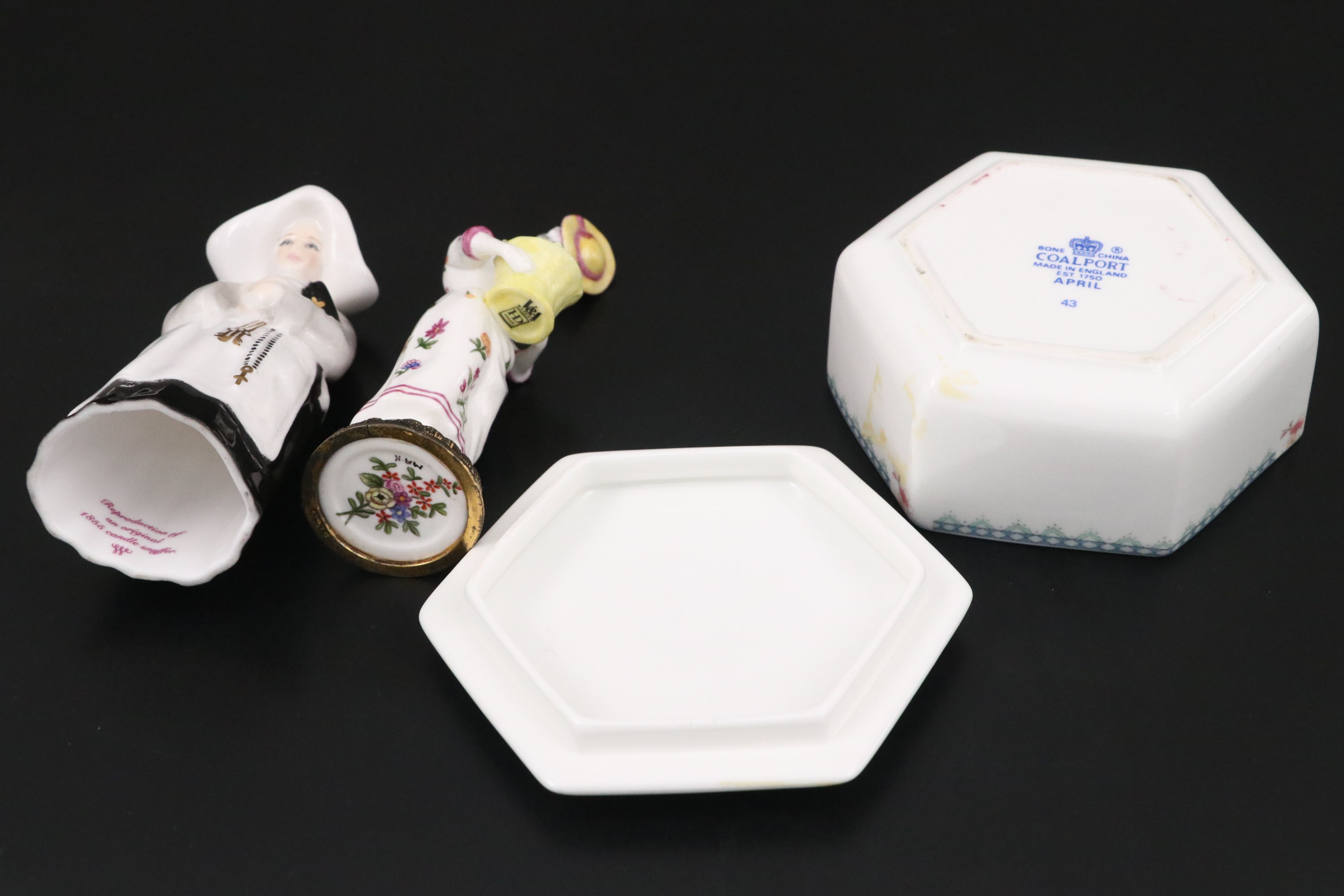 Halcyon Days Figural Perfume Bottle with Aynsley and Other Decor