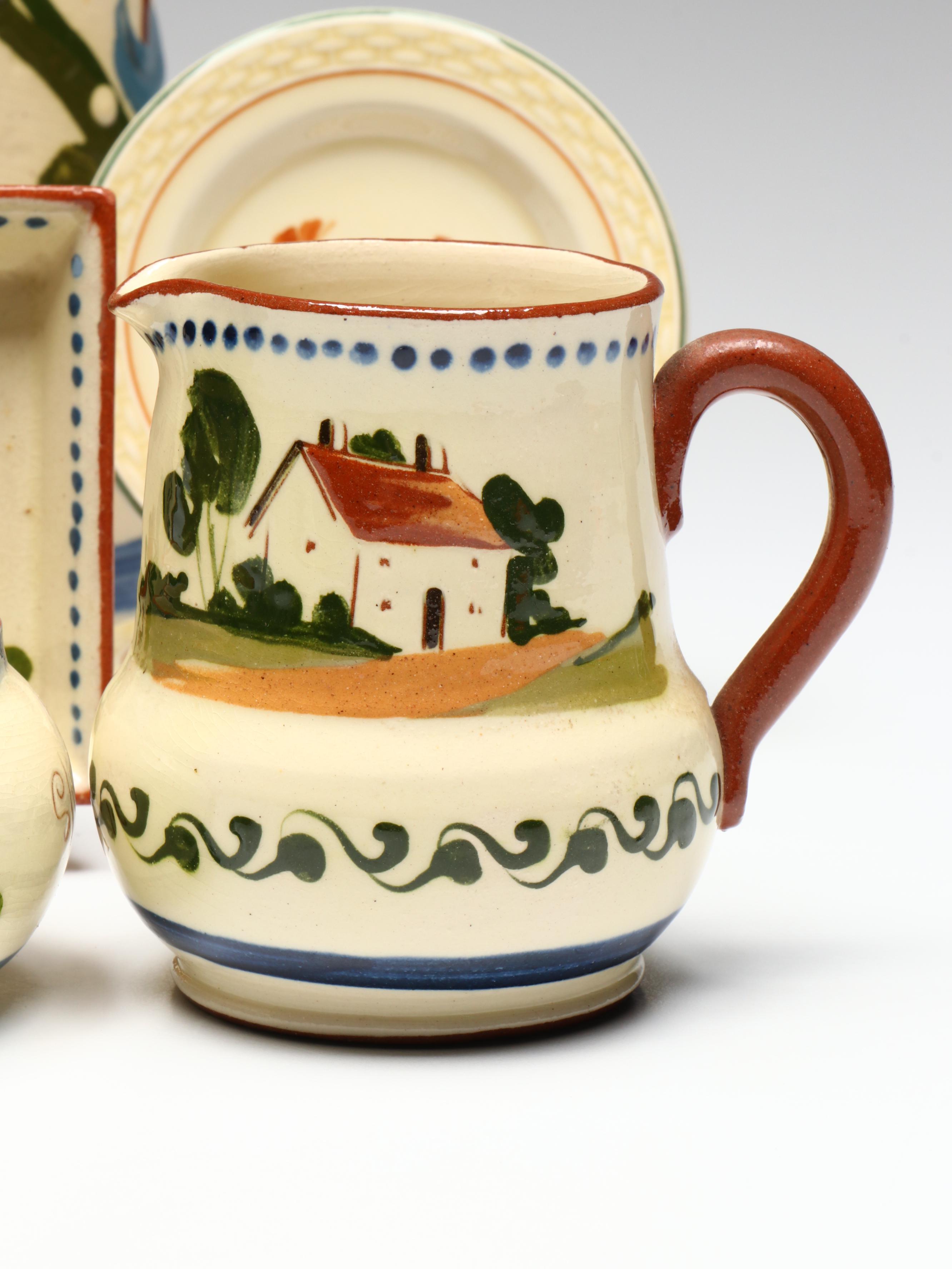 English Torquay Motto Ware Tableware with Aluminia "Morgenfrue" Plates