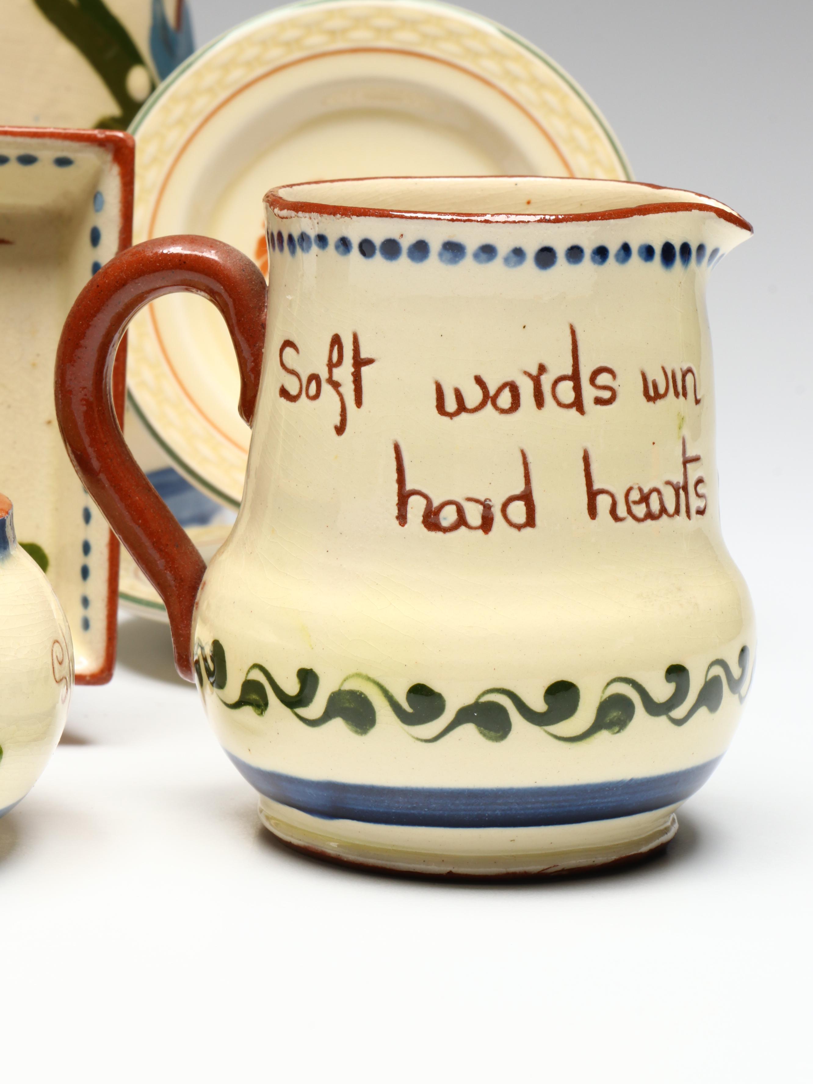 English Torquay Motto Ware Tableware with Aluminia "Morgenfrue" Plates