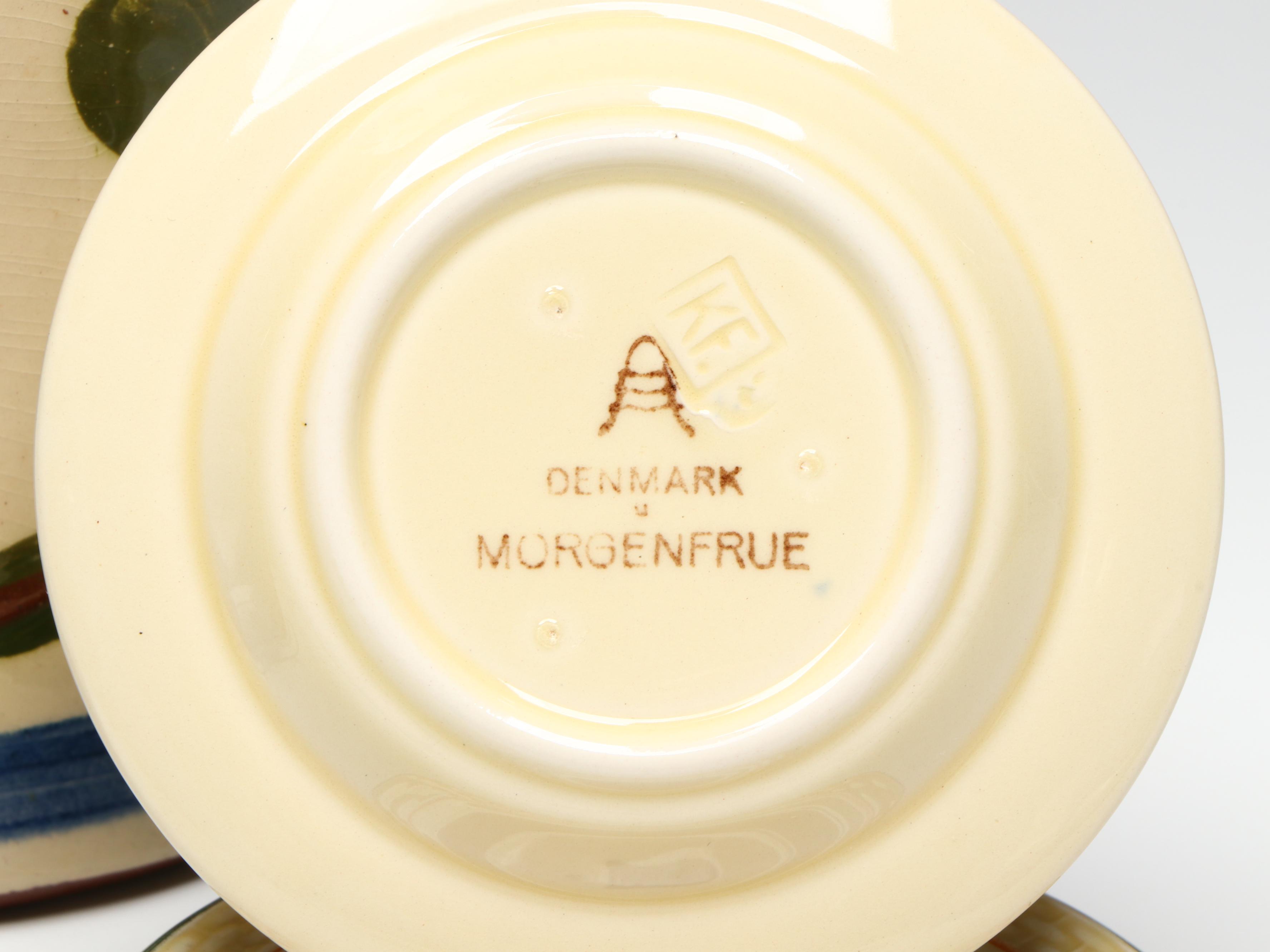 English Torquay Motto Ware Tableware with Aluminia "Morgenfrue" Plates