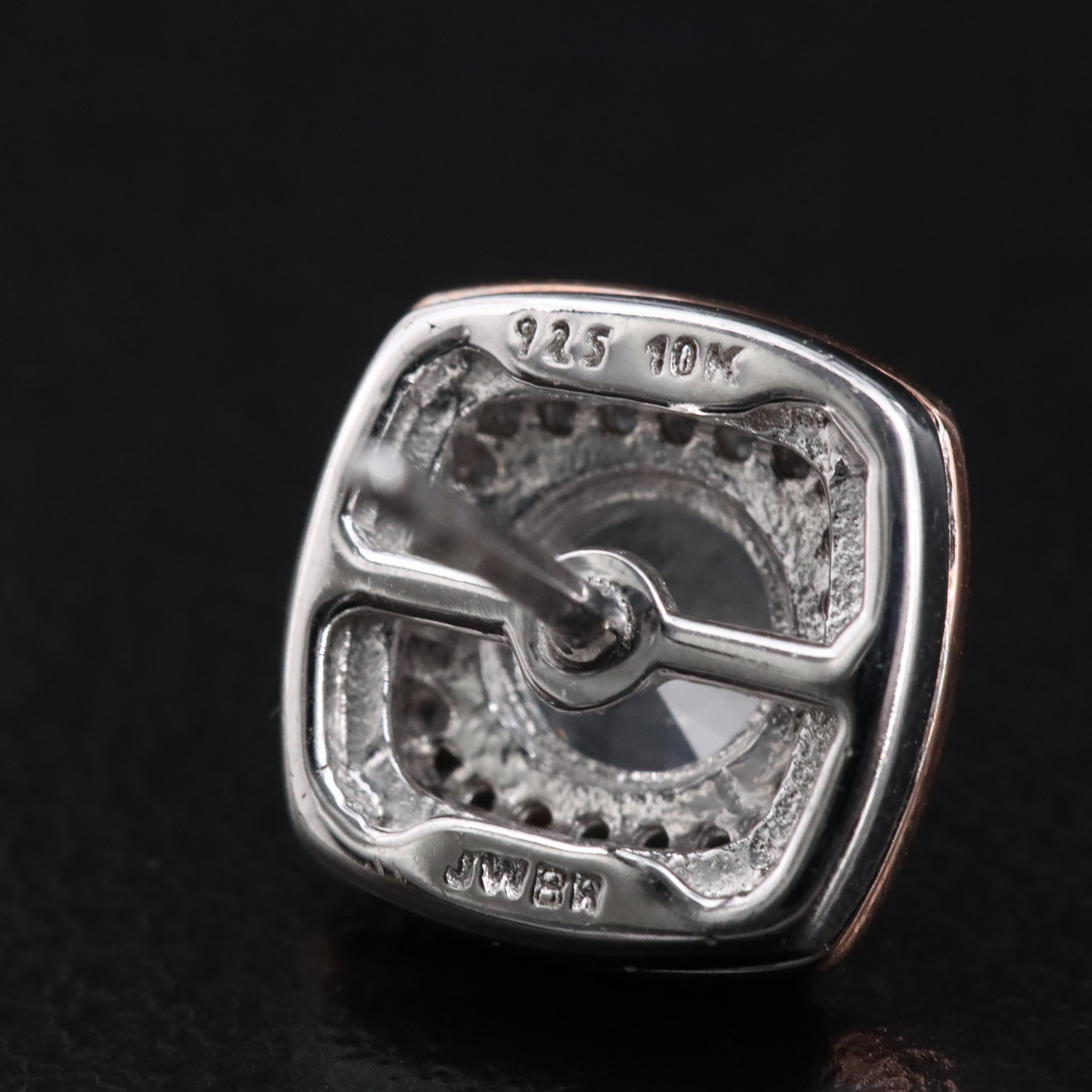 Sterling Sapphire Stud Earrings with 10K Rose Gold Accents