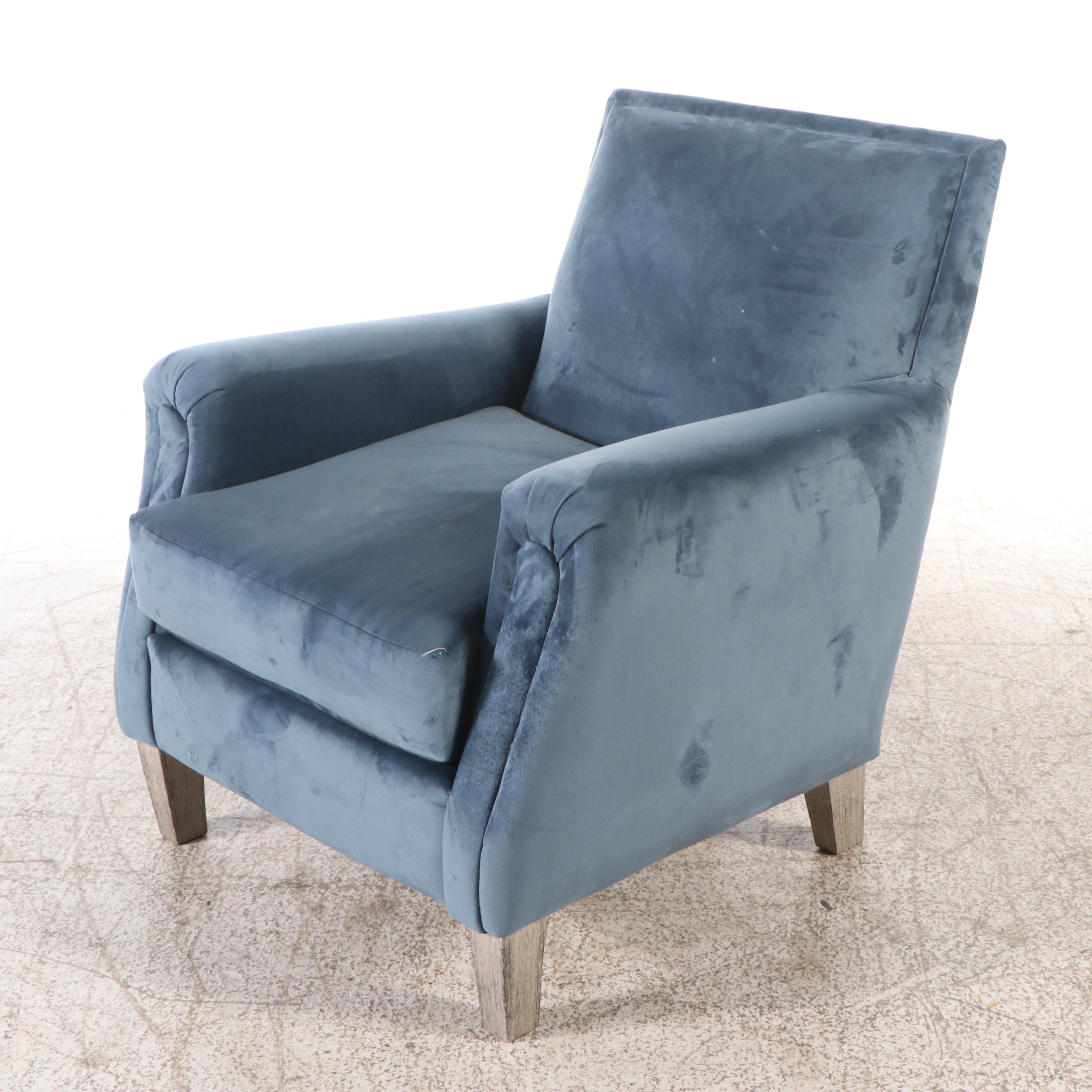 Best Chairs, Inc. Contemporary Blue Velvet Upholstered Armchair