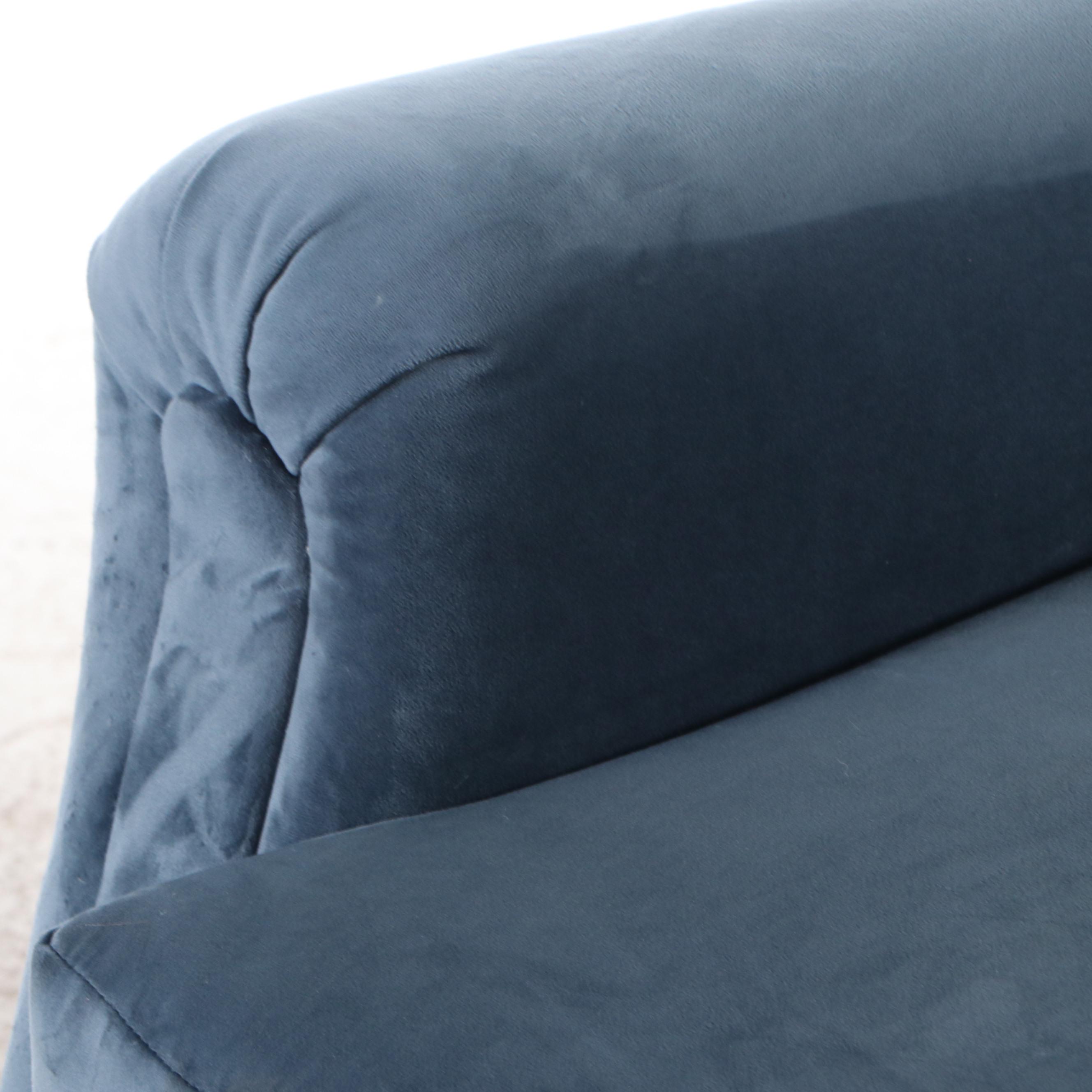 Best Chairs, Inc. Contemporary Blue Velvet Upholstered Armchair