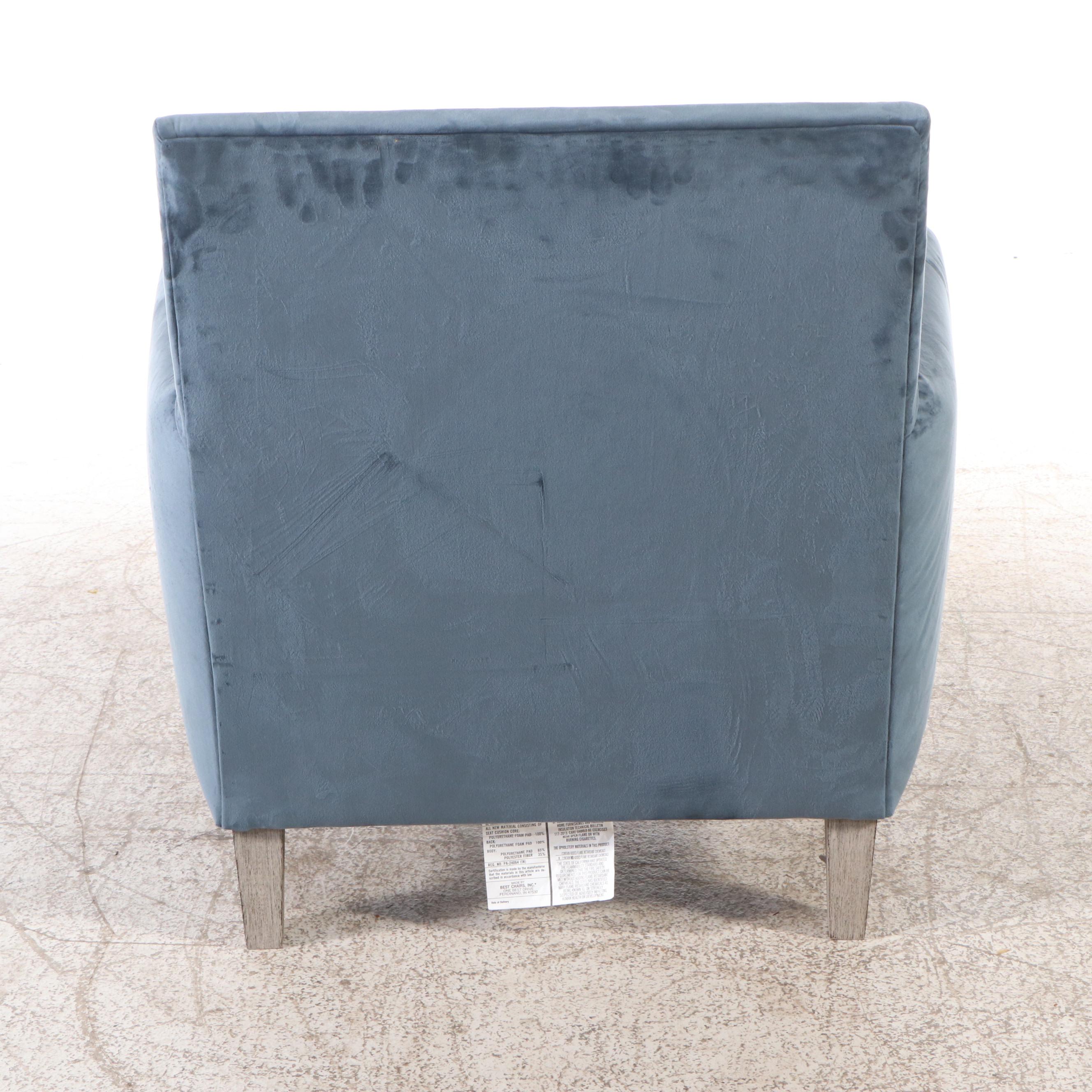 Best Chairs, Inc. Contemporary Blue Velvet Upholstered Armchair