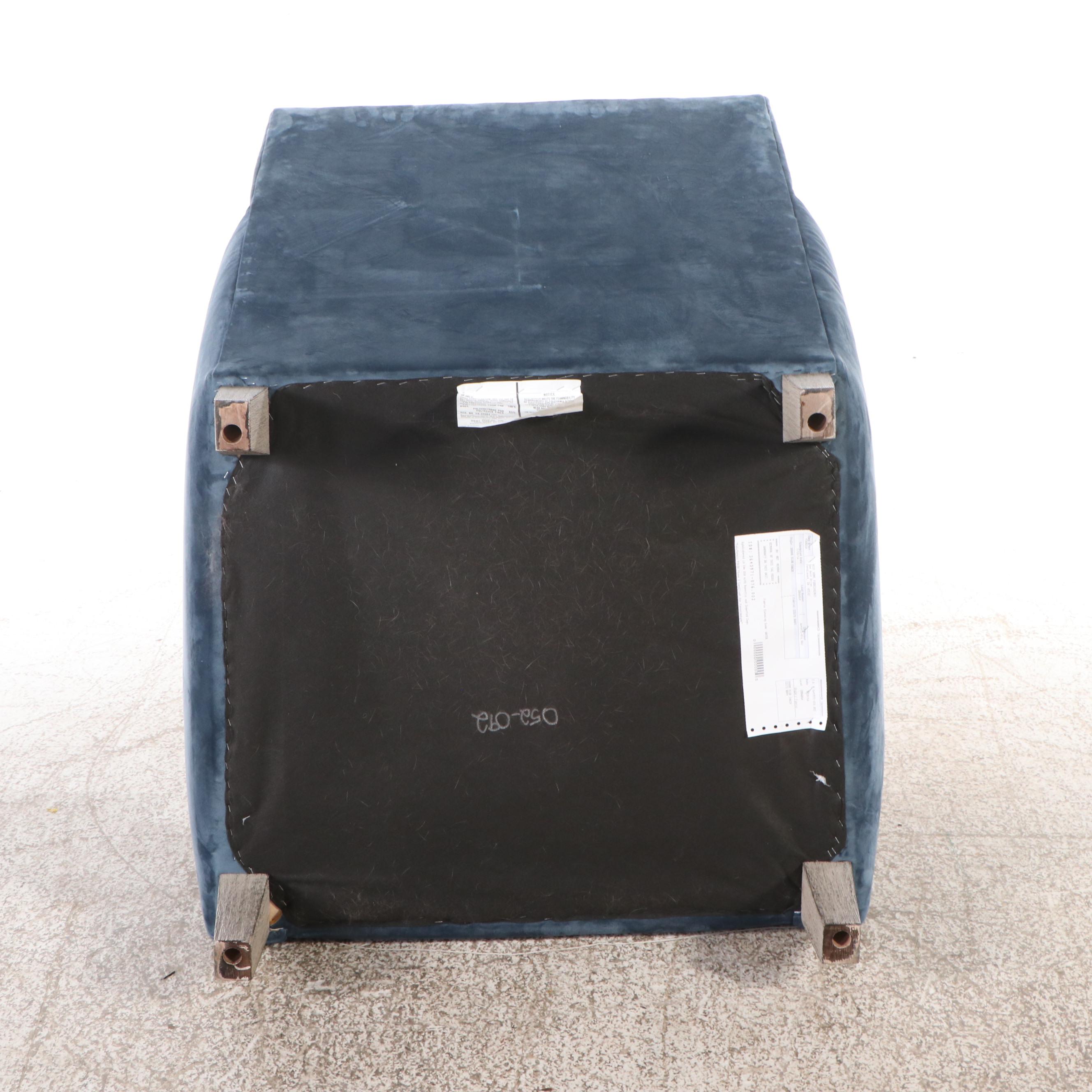 Best Chairs, Inc. Contemporary Blue Velvet Upholstered Armchair