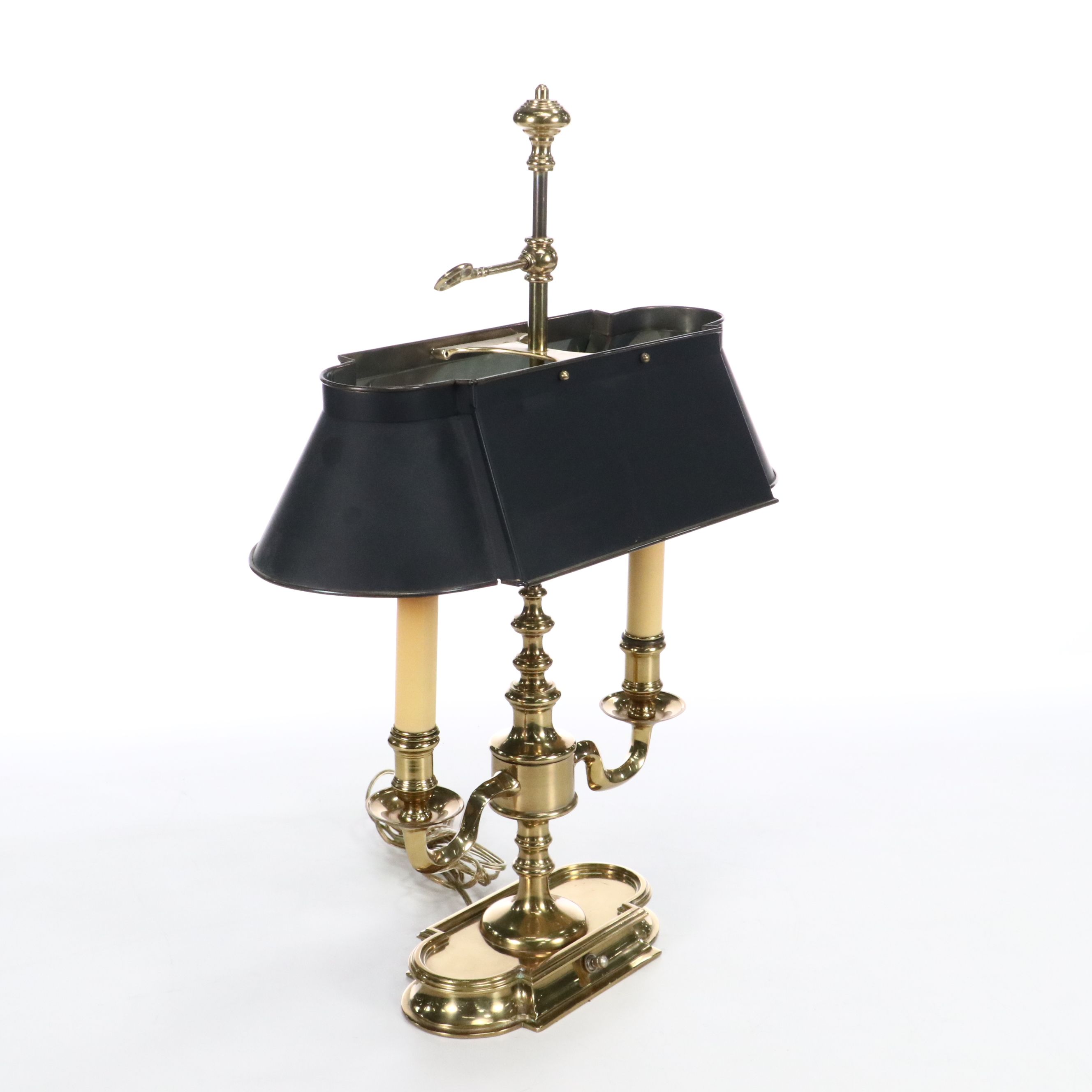 Bouillotte Brass Table Lamp with Black Tole Shade