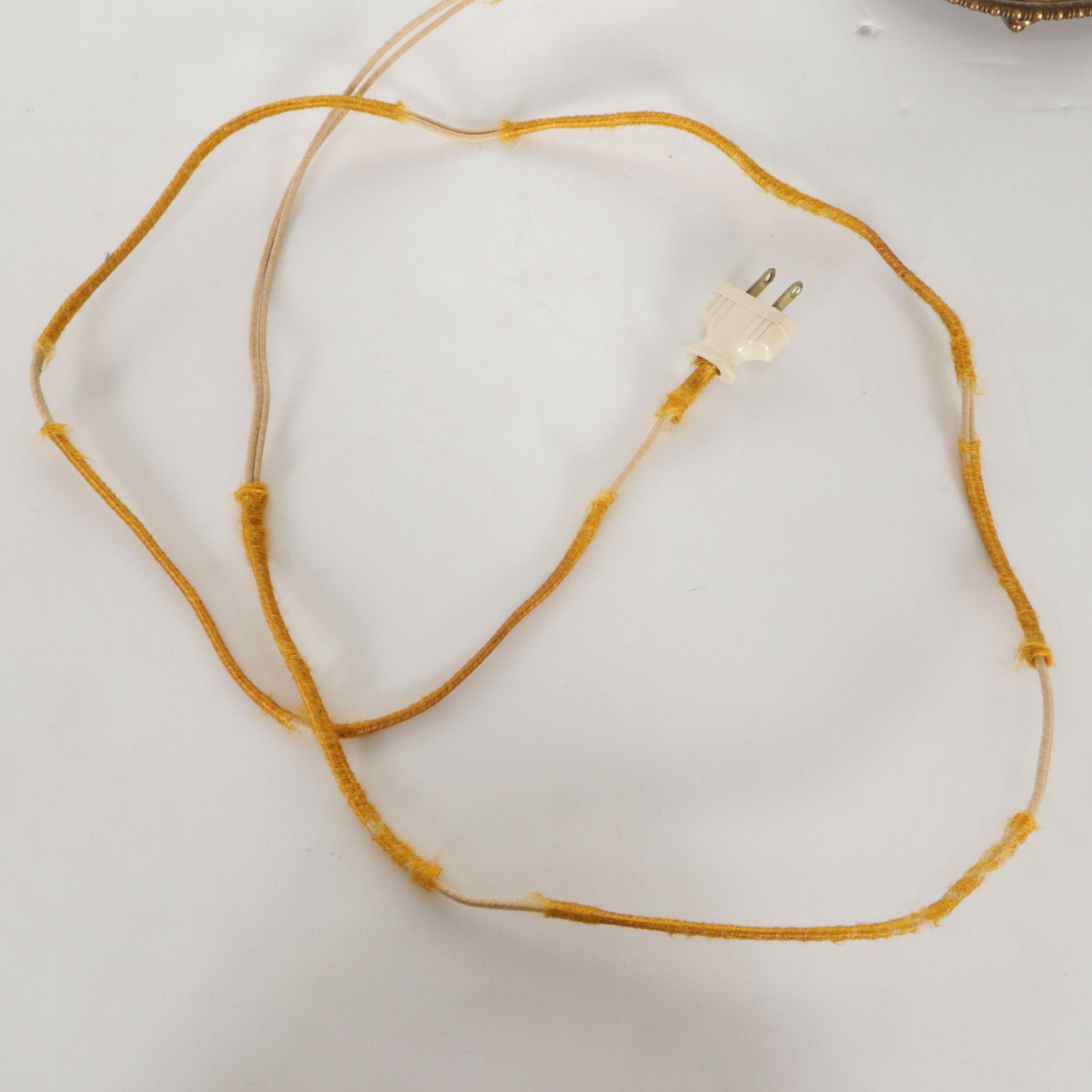 Cut Crystal Table Lamp with Cotton Shade, Mid-20th Century