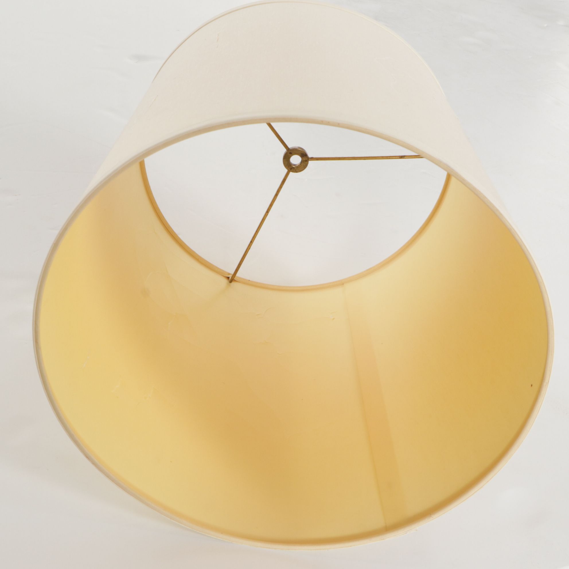 Cut Crystal Table Lamp with Cotton Shade, Mid-20th Century