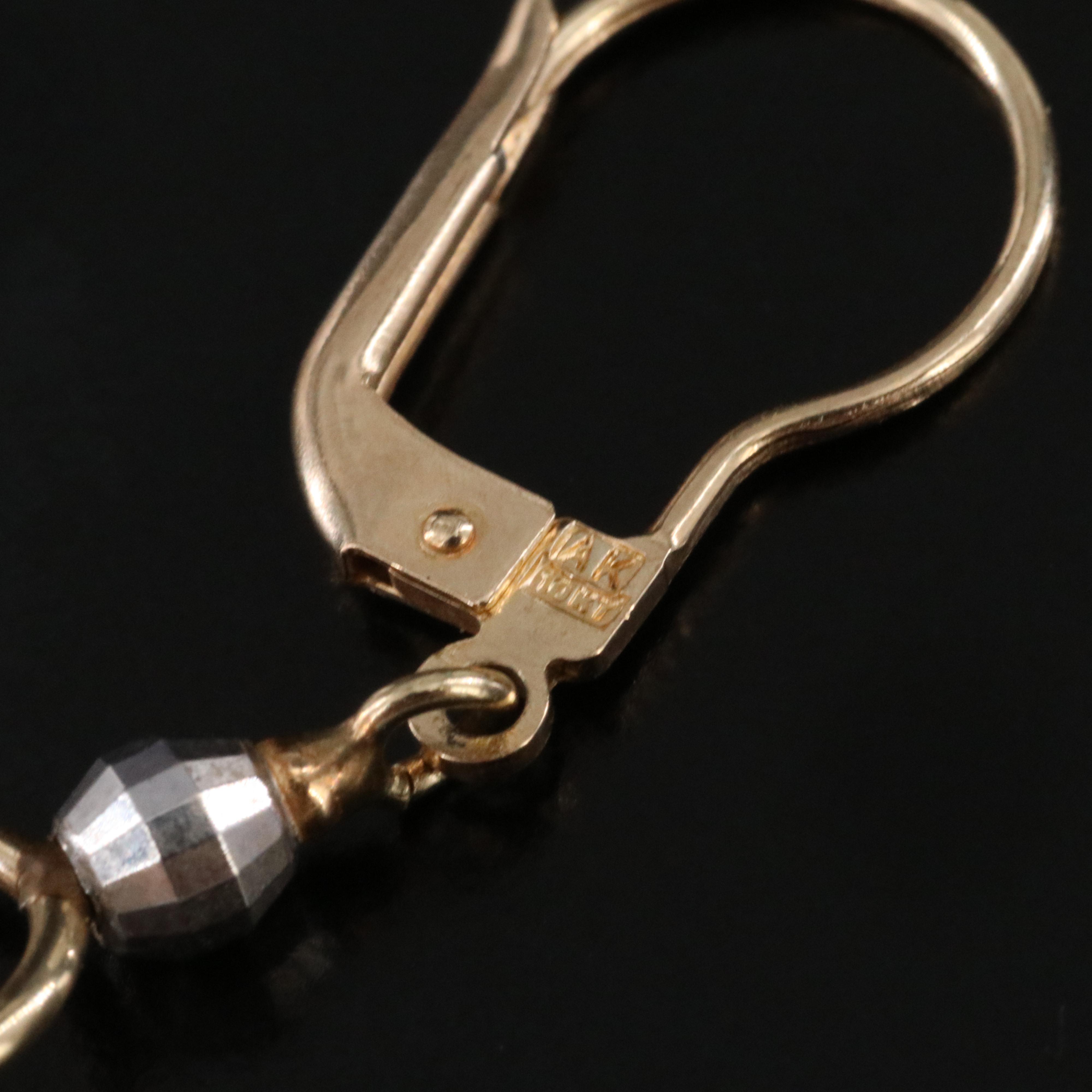 10K Tri-Color Drop Earrings