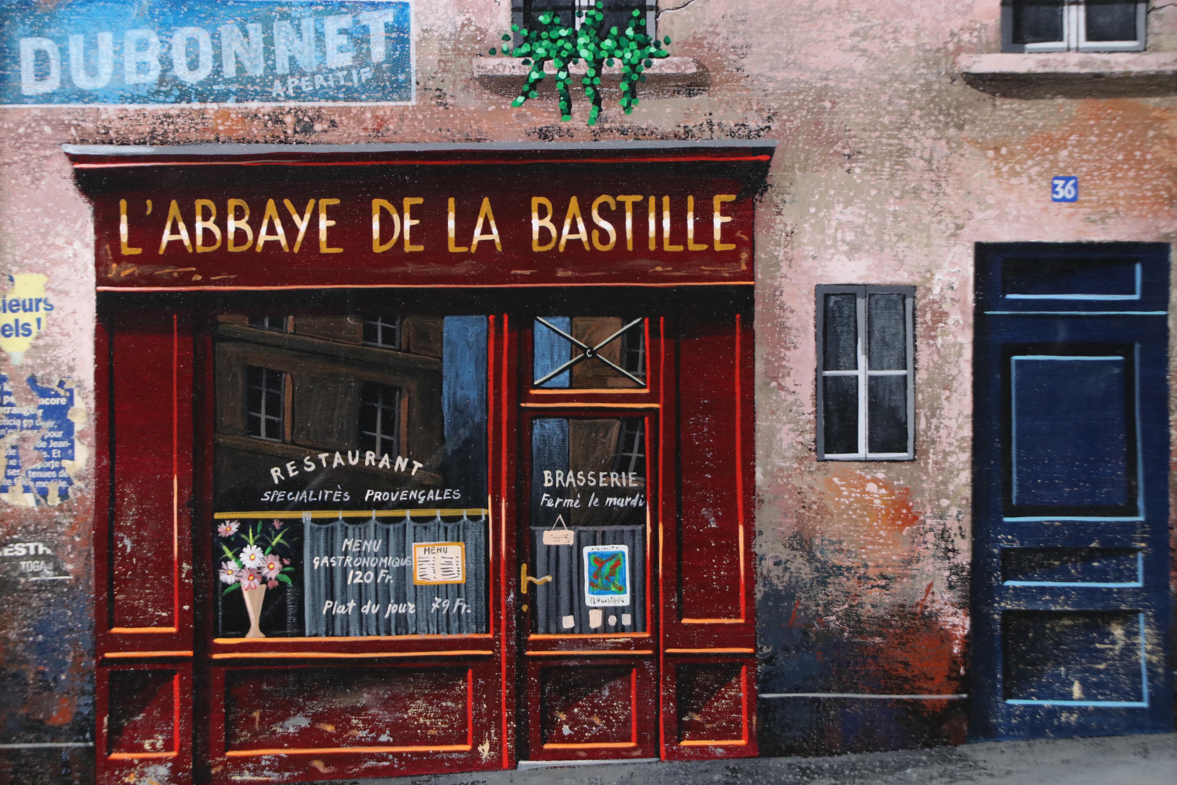 Giovanni Lanna Mixed Media Painting "L'abbaye de la Bastille," Late 20th Century