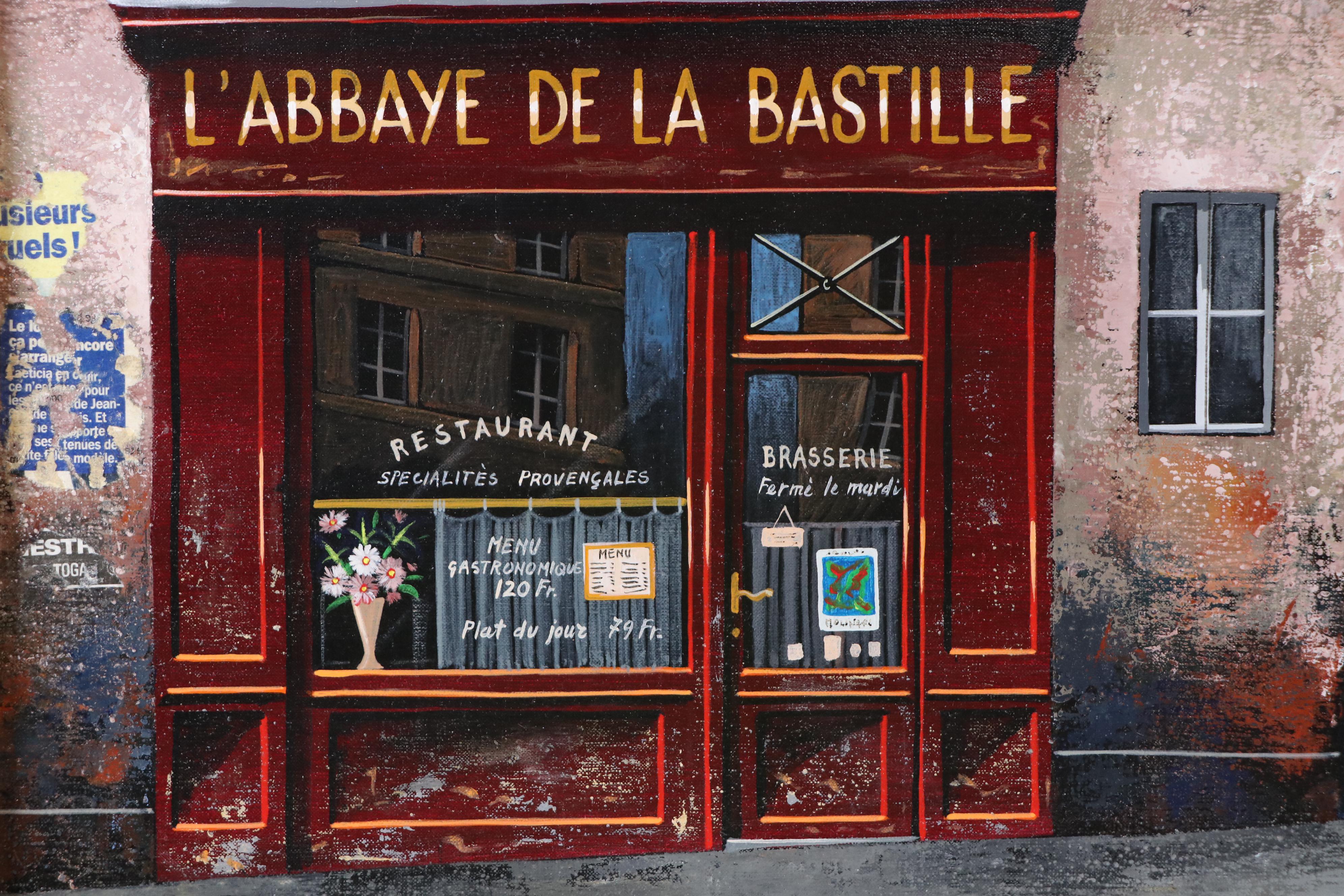Giovanni Lanna Mixed Media Painting "L'abbaye de la Bastille," Late 20th Century