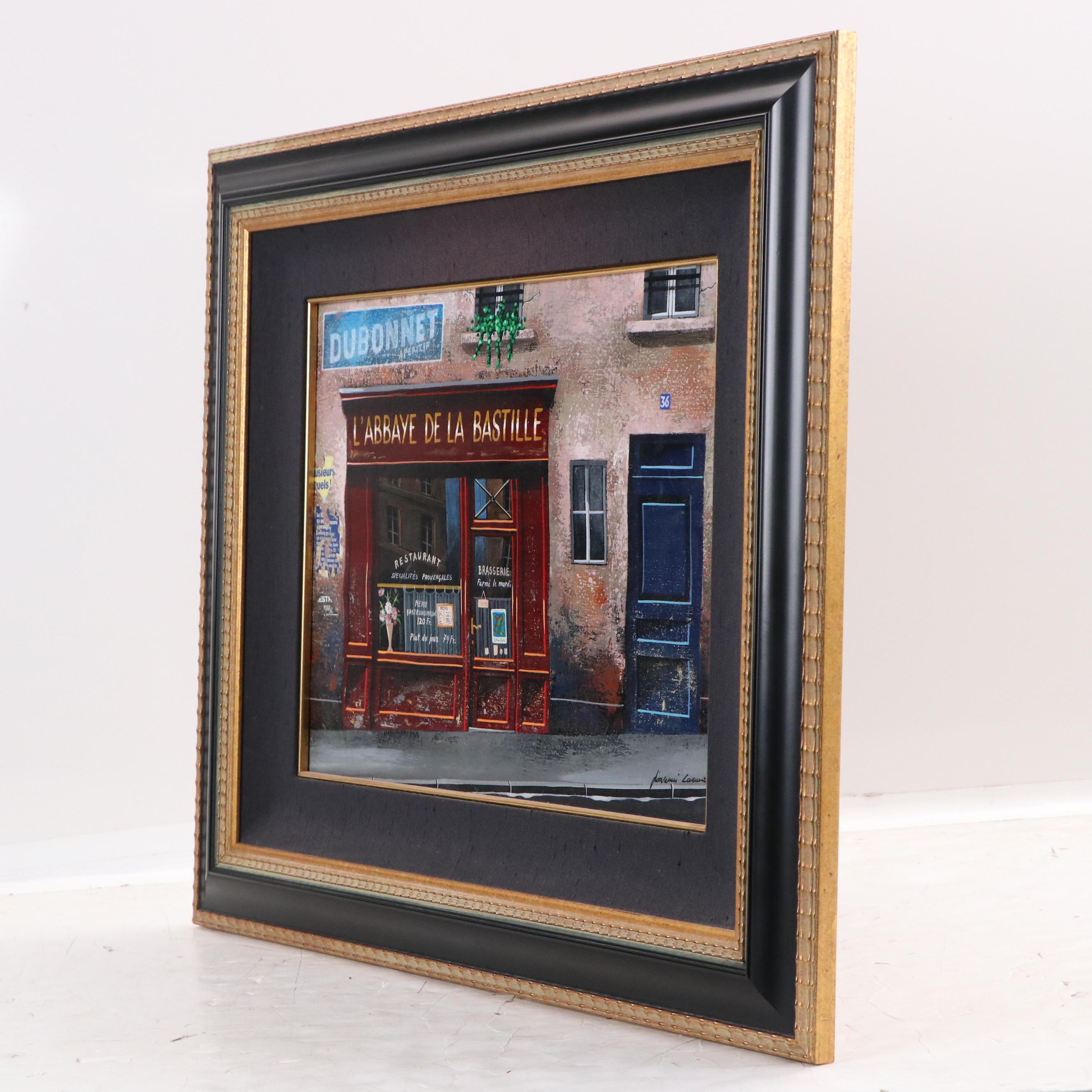 Giovanni Lanna Mixed Media Painting "L'abbaye de la Bastille," Late 20th Century