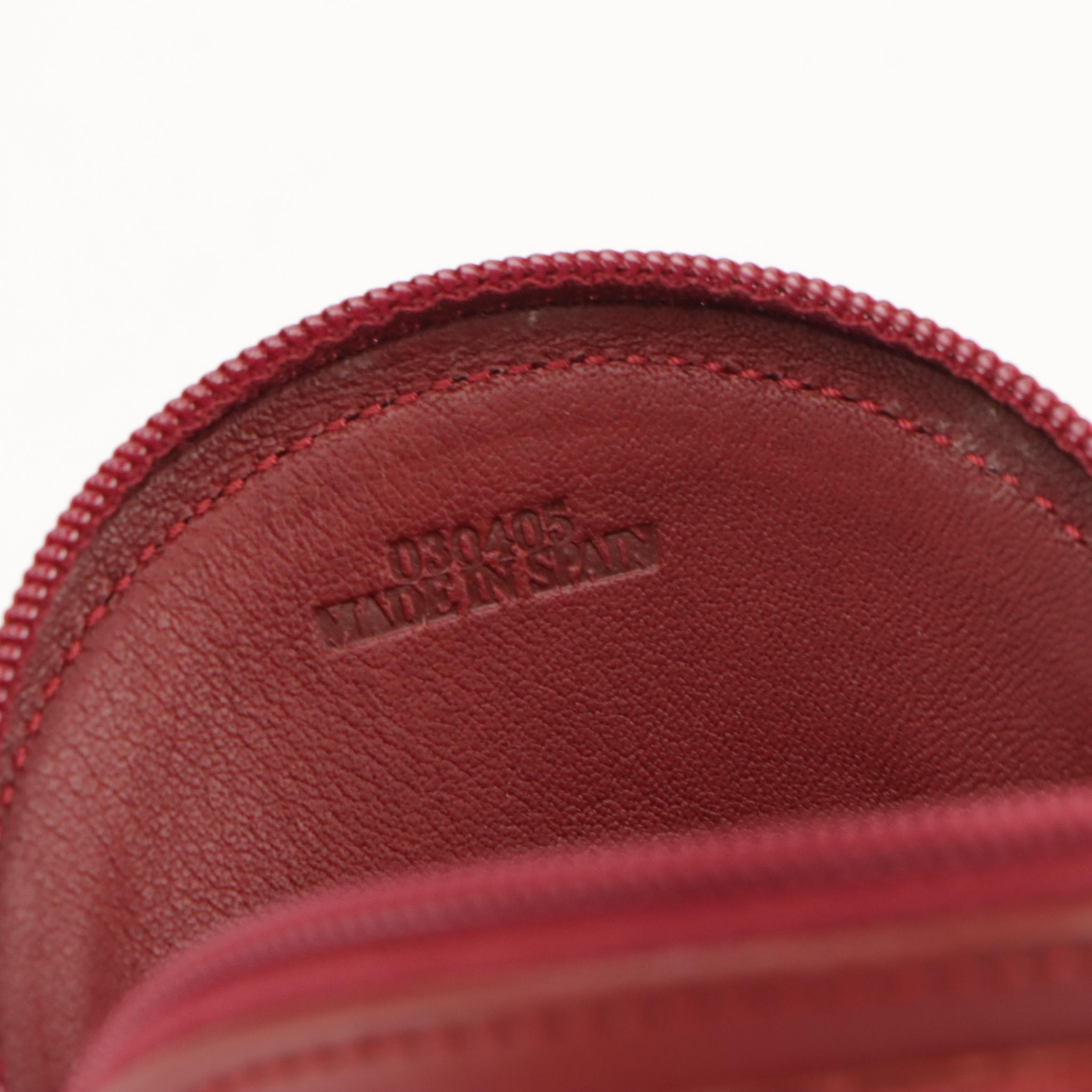 Loewe Round Anagram Coin Pouch in Brick Red Leather and Suede, With Box