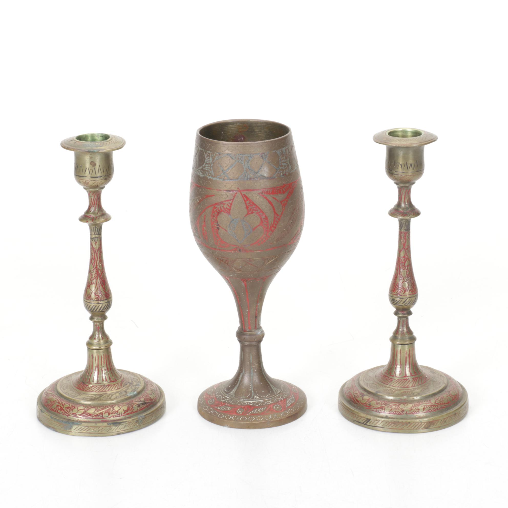 Solid Brass Candle Holders, Serving Tray & More