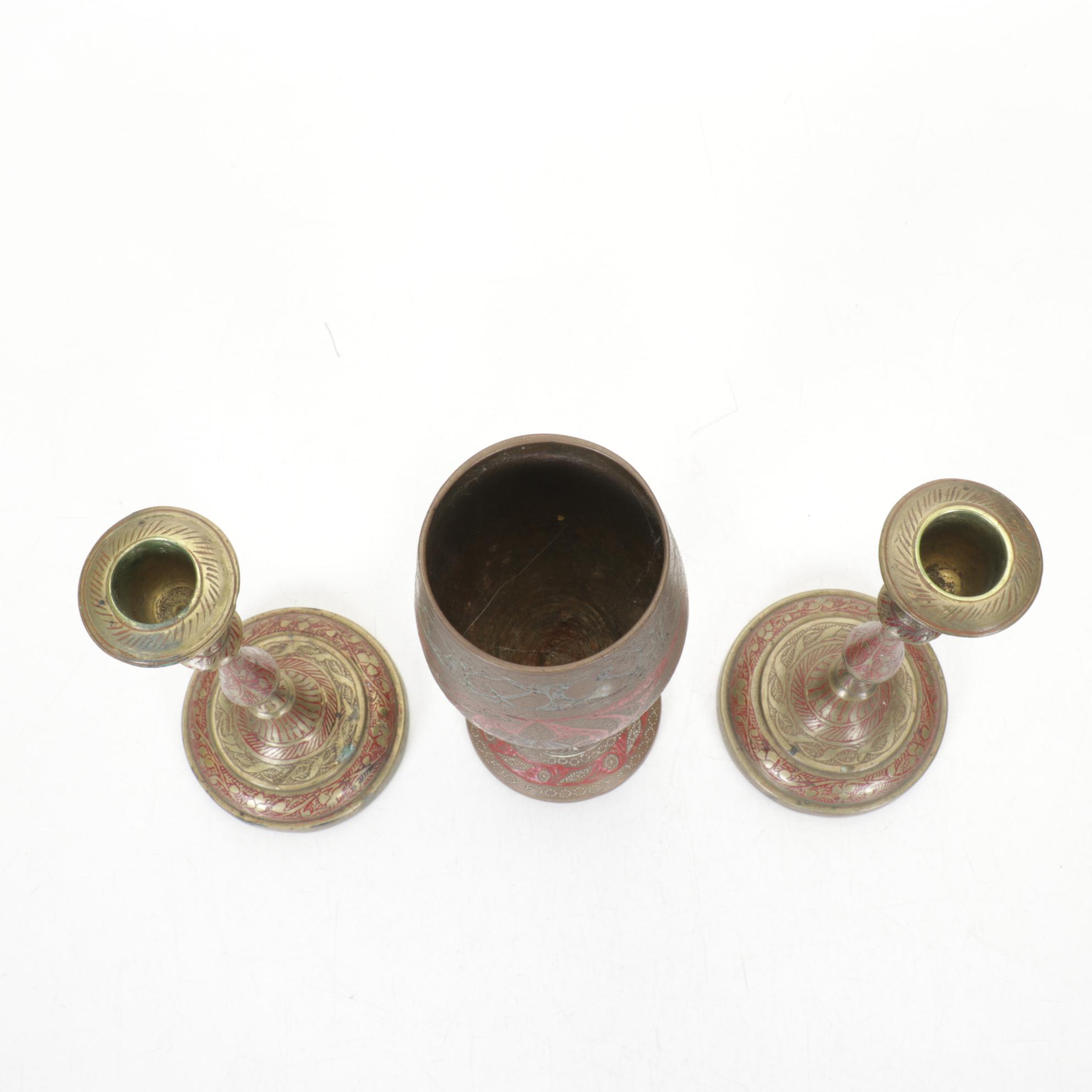 Solid Brass Candle Holders, Serving Tray & More