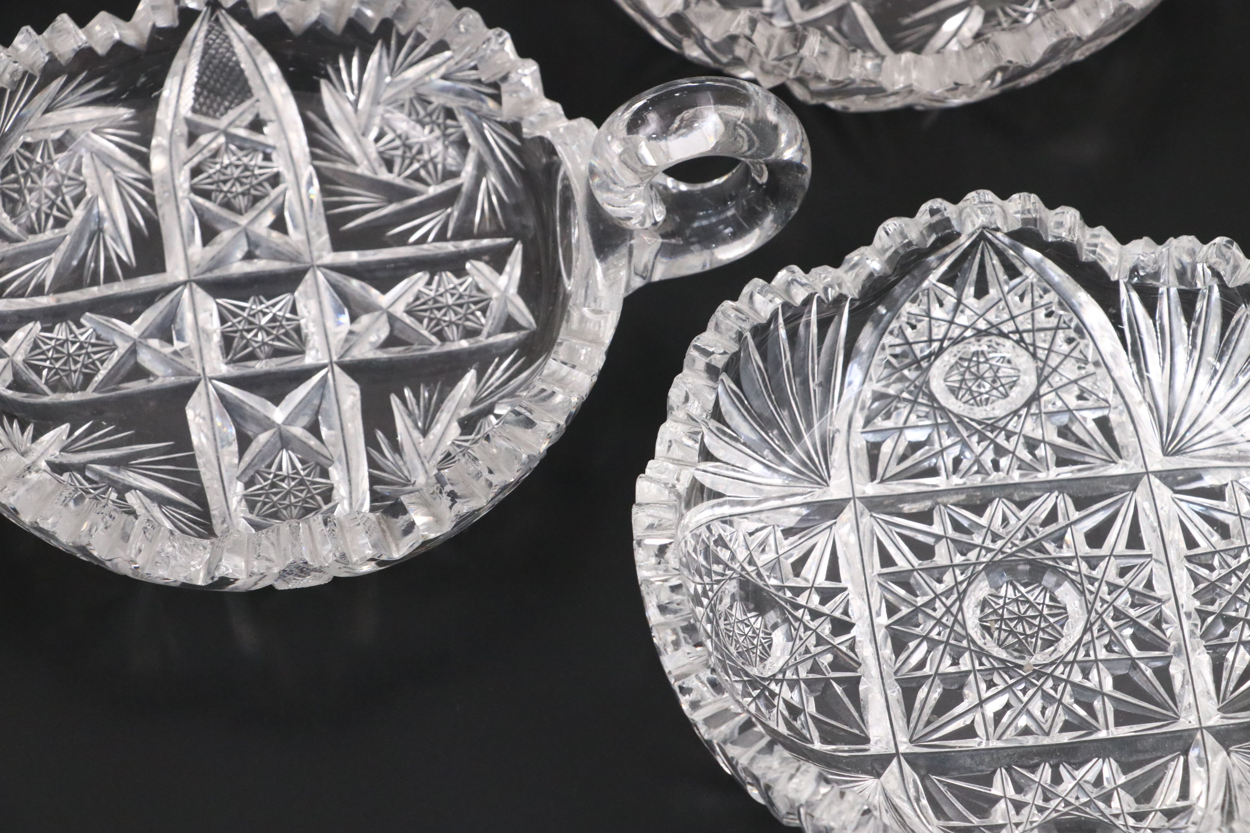 American Brilliant Style Cut Glass Pitcher and Other Tableware