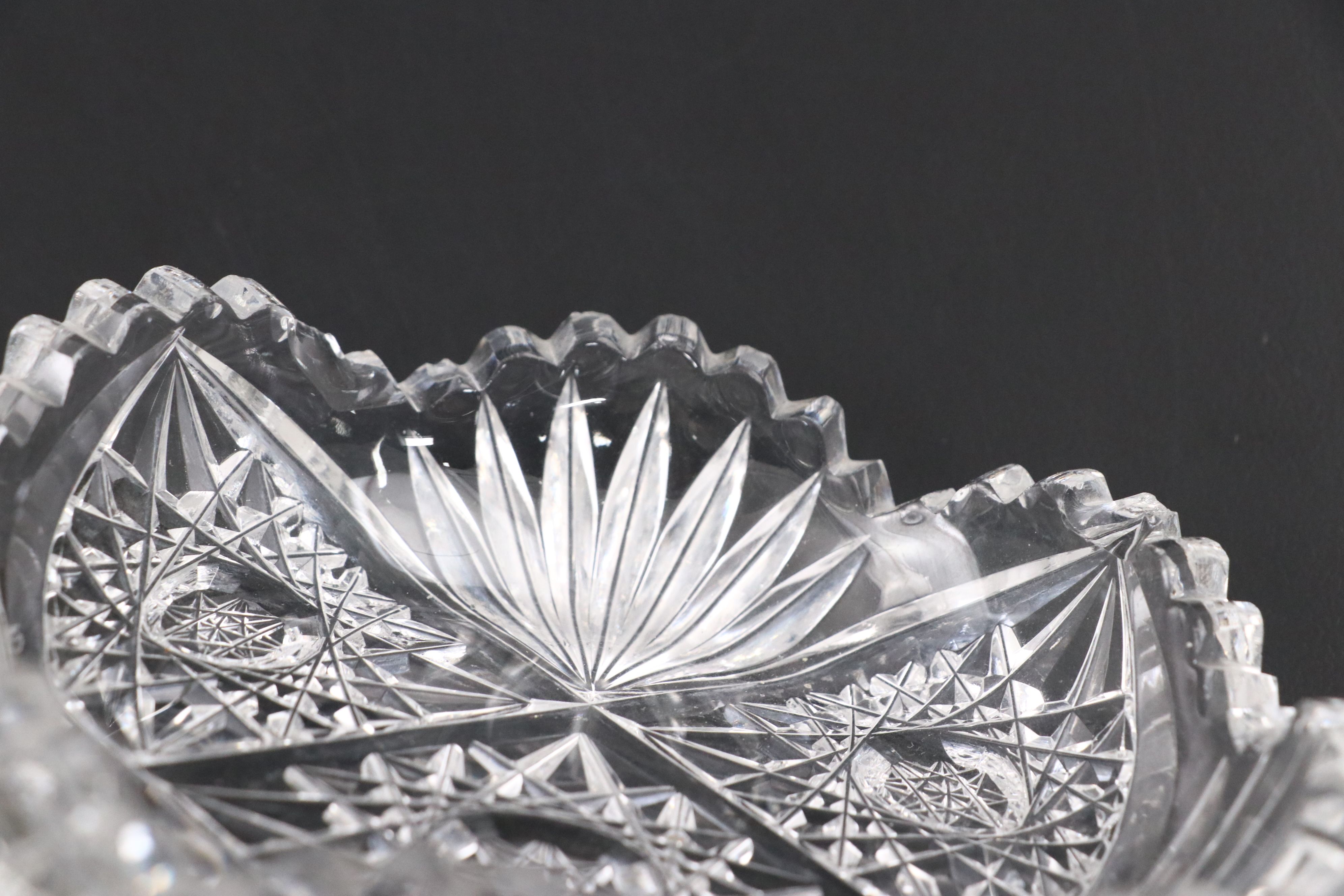 American Brilliant Style Cut Glass Pitcher and Other Tableware