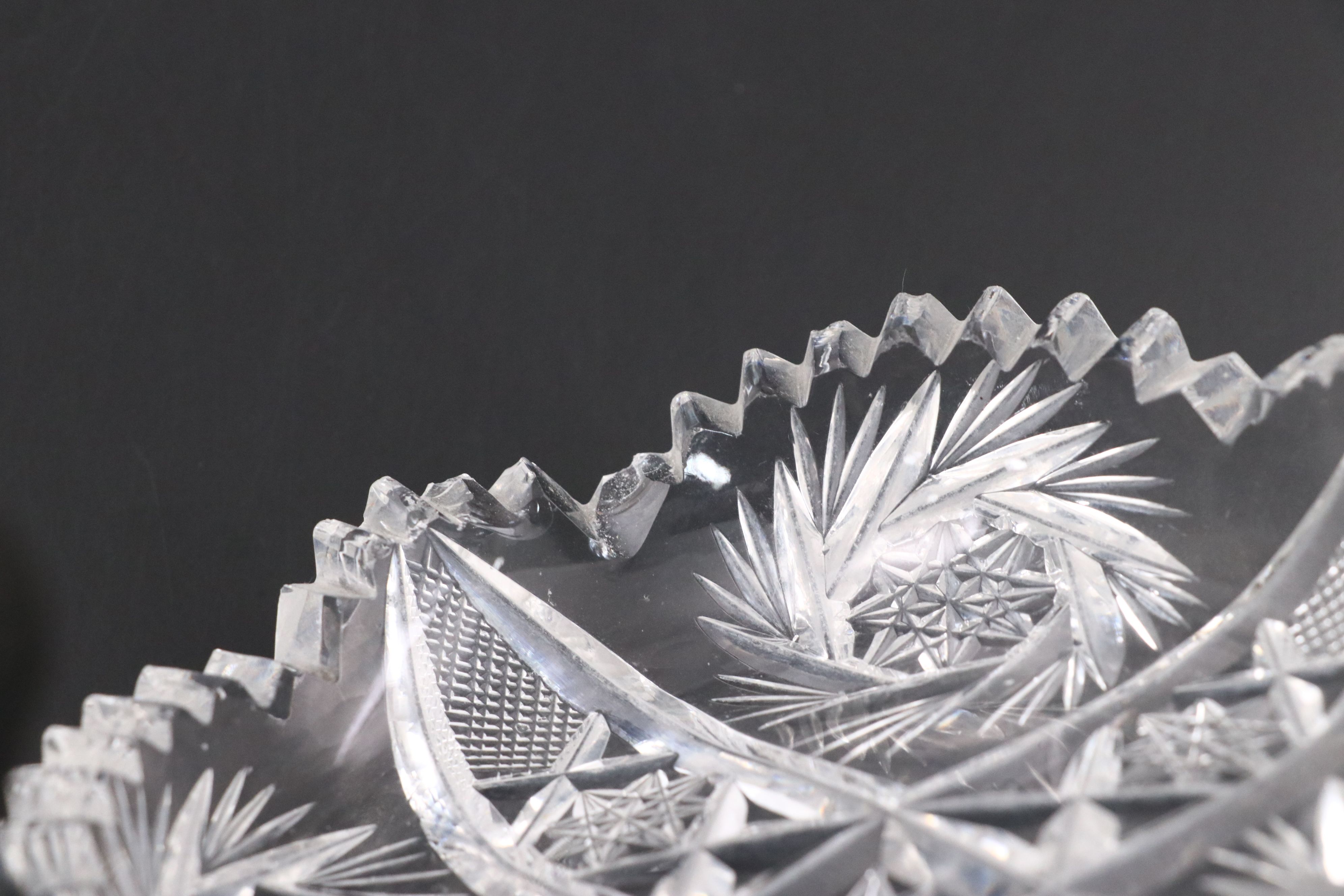 American Brilliant Style Cut Glass Pitcher and Other Tableware