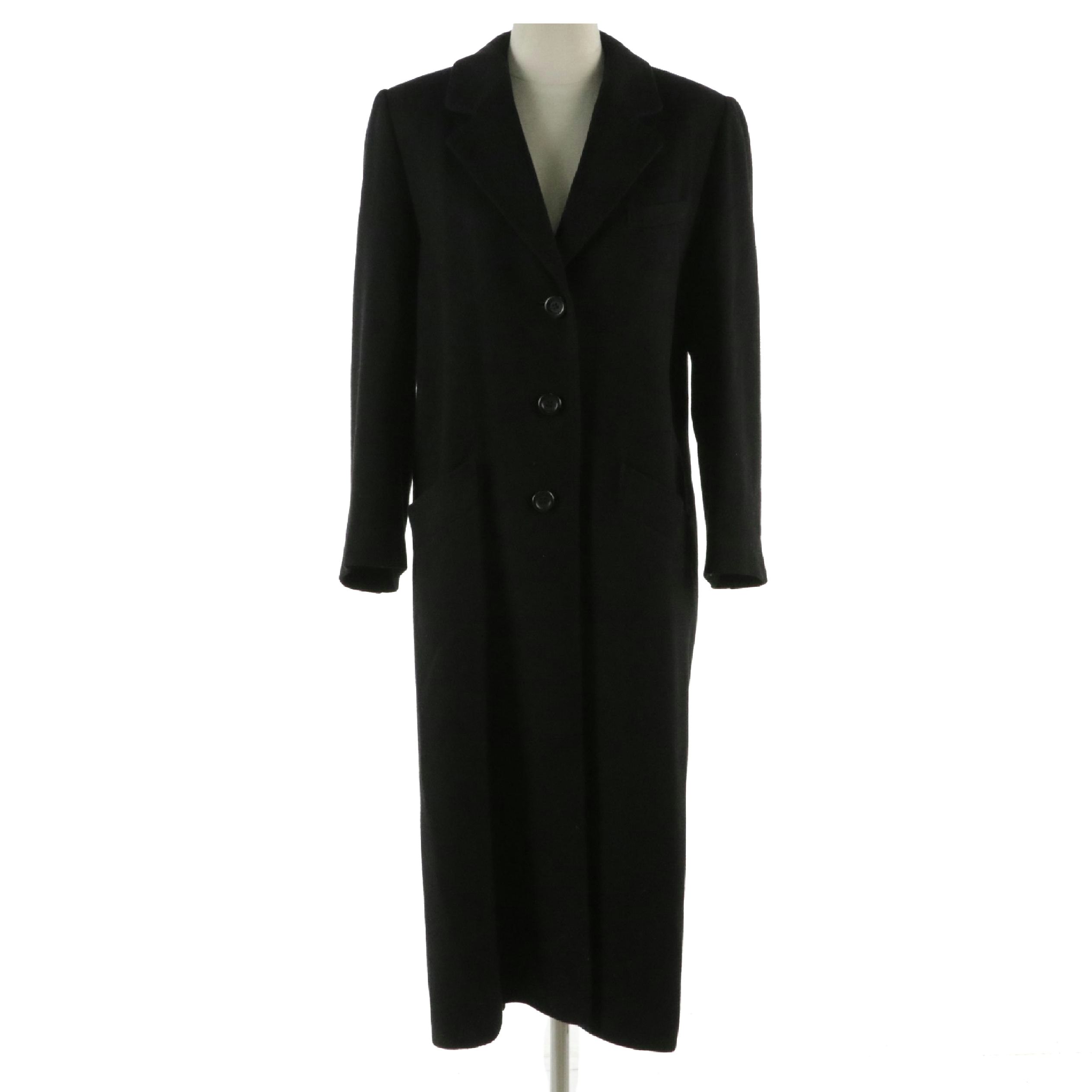 Fleurette Vintage Black Camel Hair Long Coat