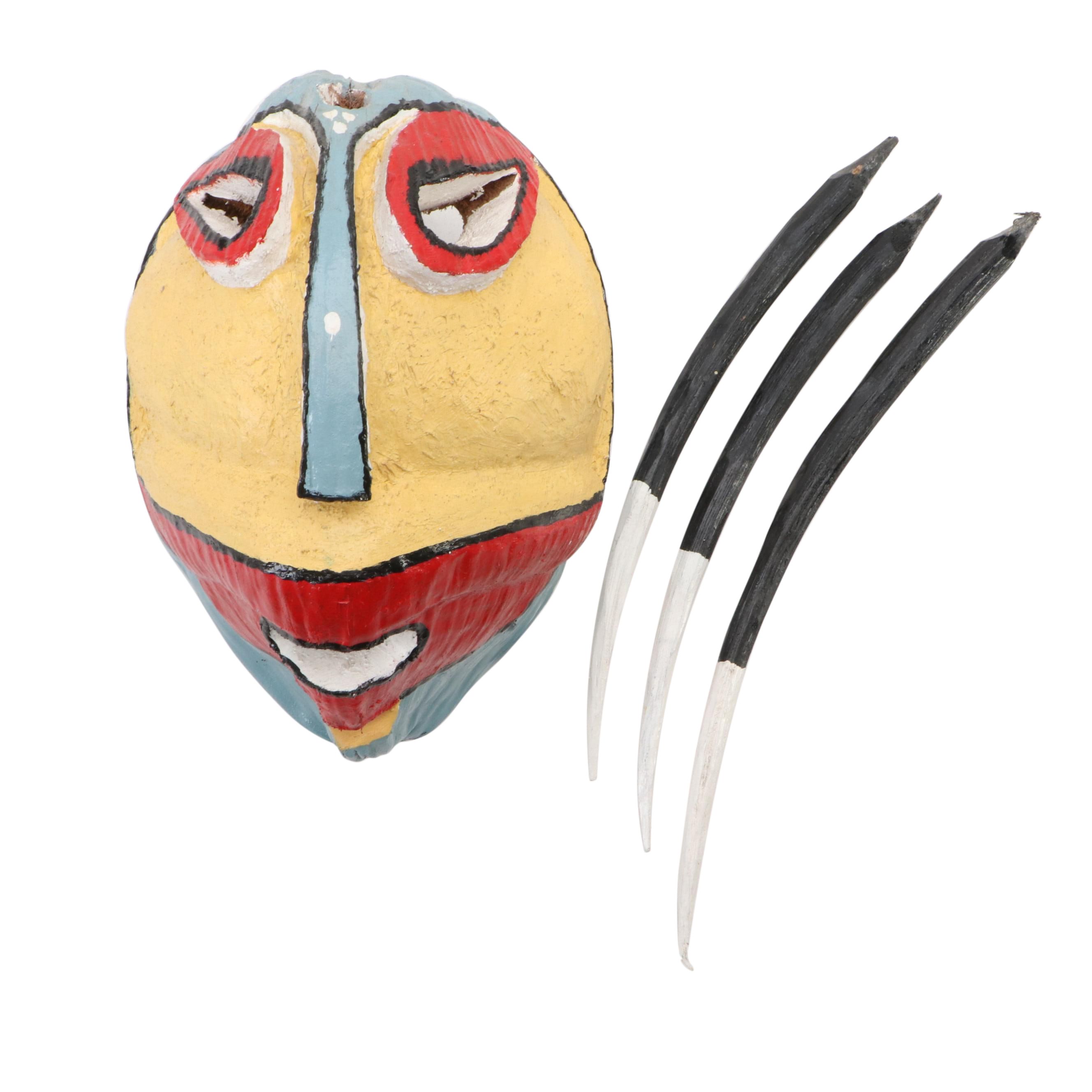 Tomasini Signed Loíza Aldea Puerto Rico Polychrome Vejigante Festival Mask