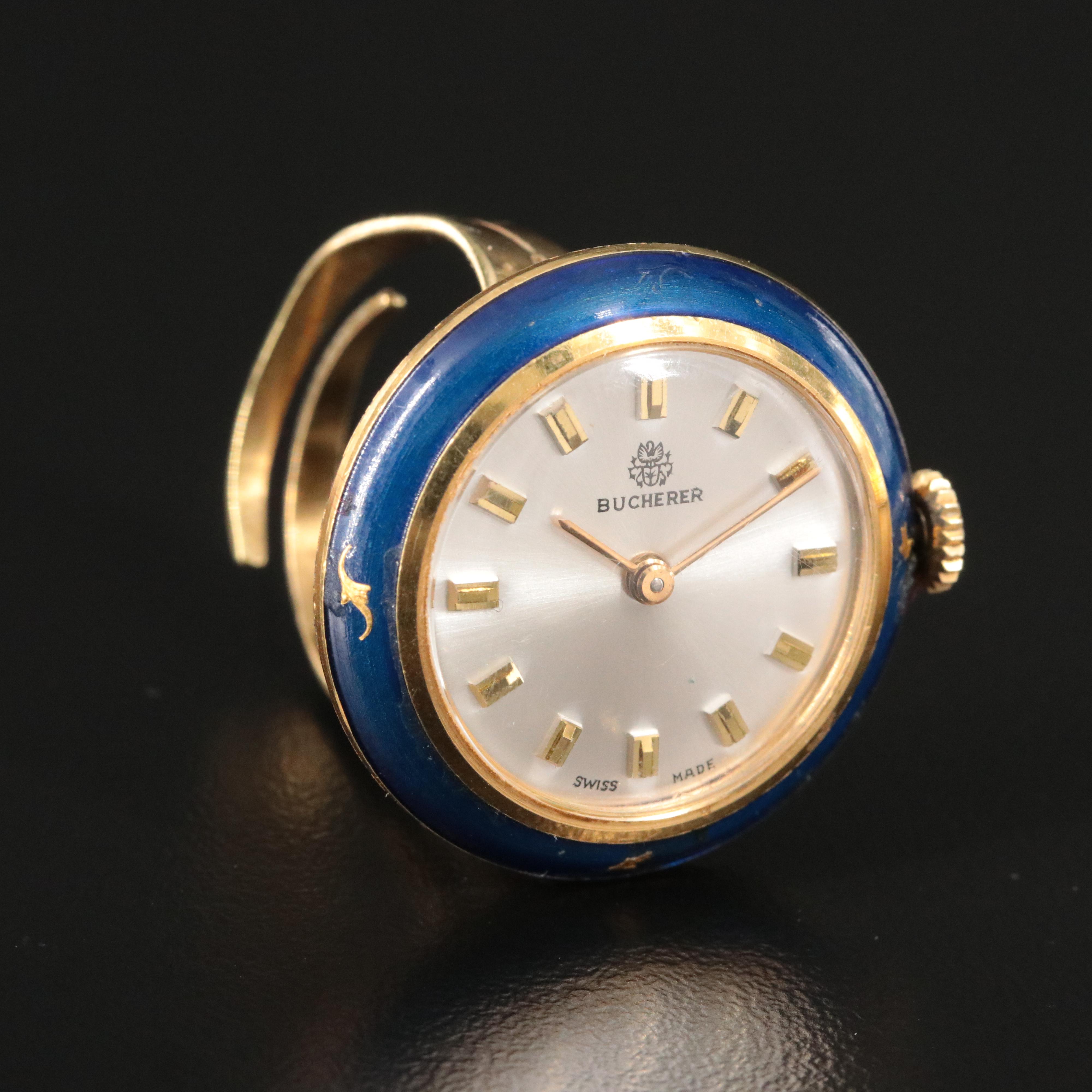 Bucherer Swiss Made Manual Wind Enamel Ring Watch