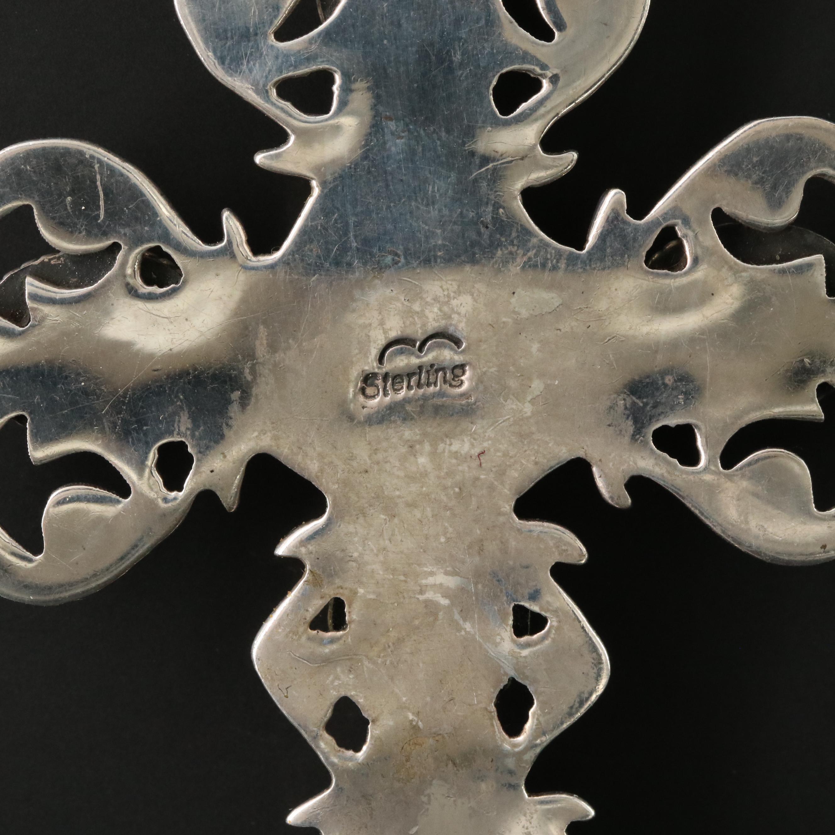 Southwestern Sterling Opal Cross Pendant